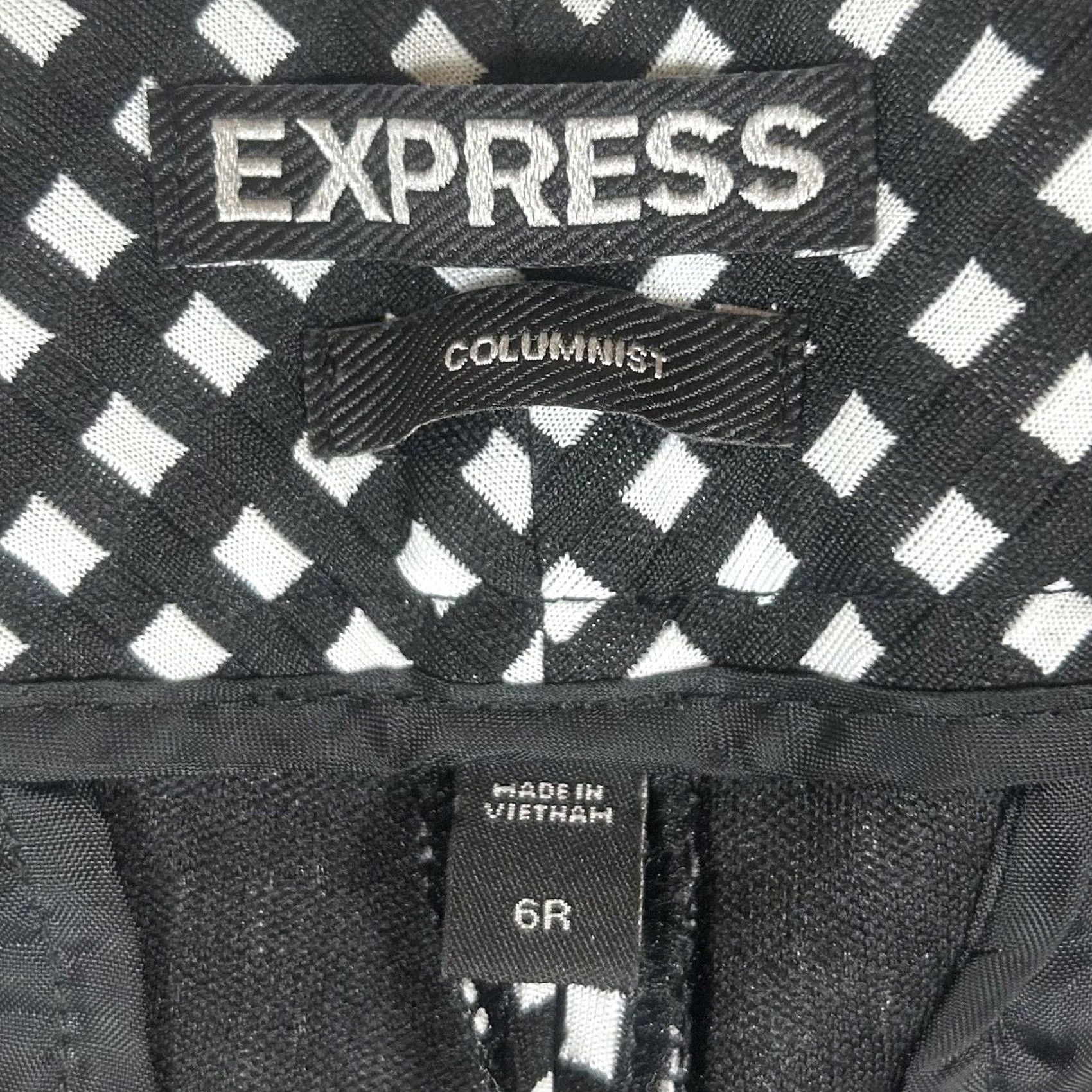 Express VINTAGE Express Columnist Pants Womens 6 Regular Black White Houndstooth Plaid Work Size 28" / US 6 / IT 42 - 3 Thumbnail