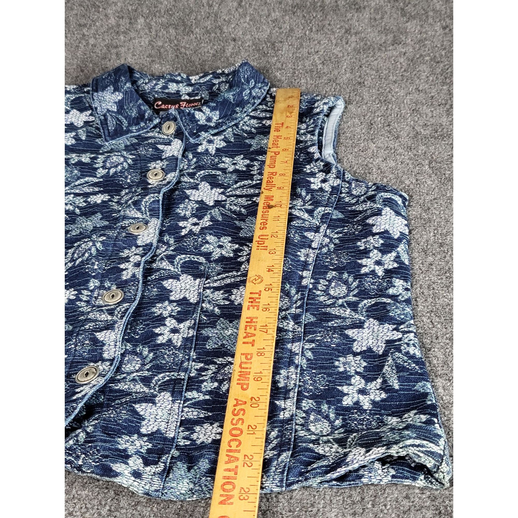 Vintage Vintage Cactus Flower Vest STRETCH DENIM Size M Jacquard FLO Size M / US 6-8 / IT 42-44 - 5 Thumbnail