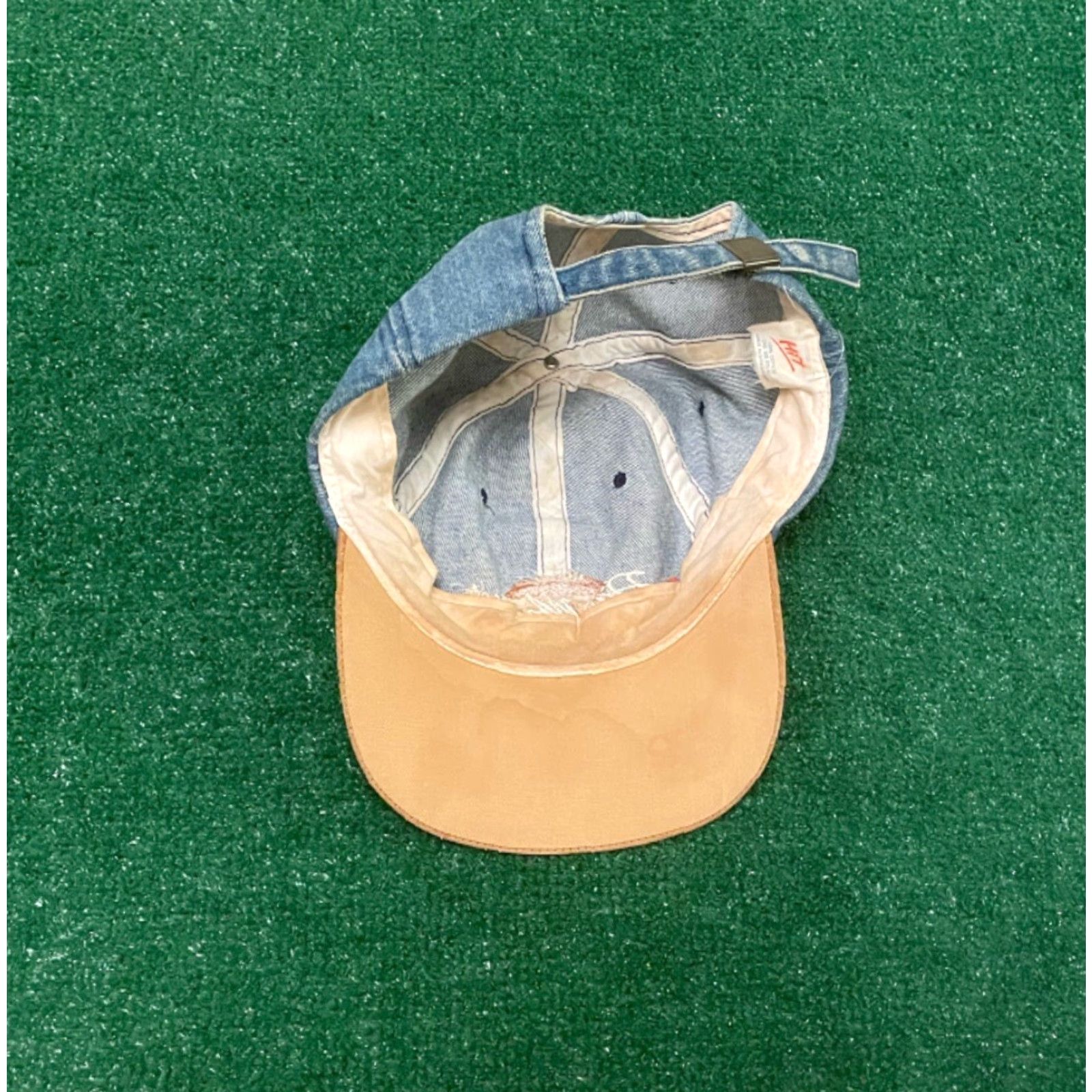 Denime VINTAGE Dan Marinos Town Tavern Miami Dolphins Football Denim Strapback Hat Mens One Size Blue Adjustable 90s Sports Hip Hop Baseball Cap Size ONE SIZE - 4 Thumbnail