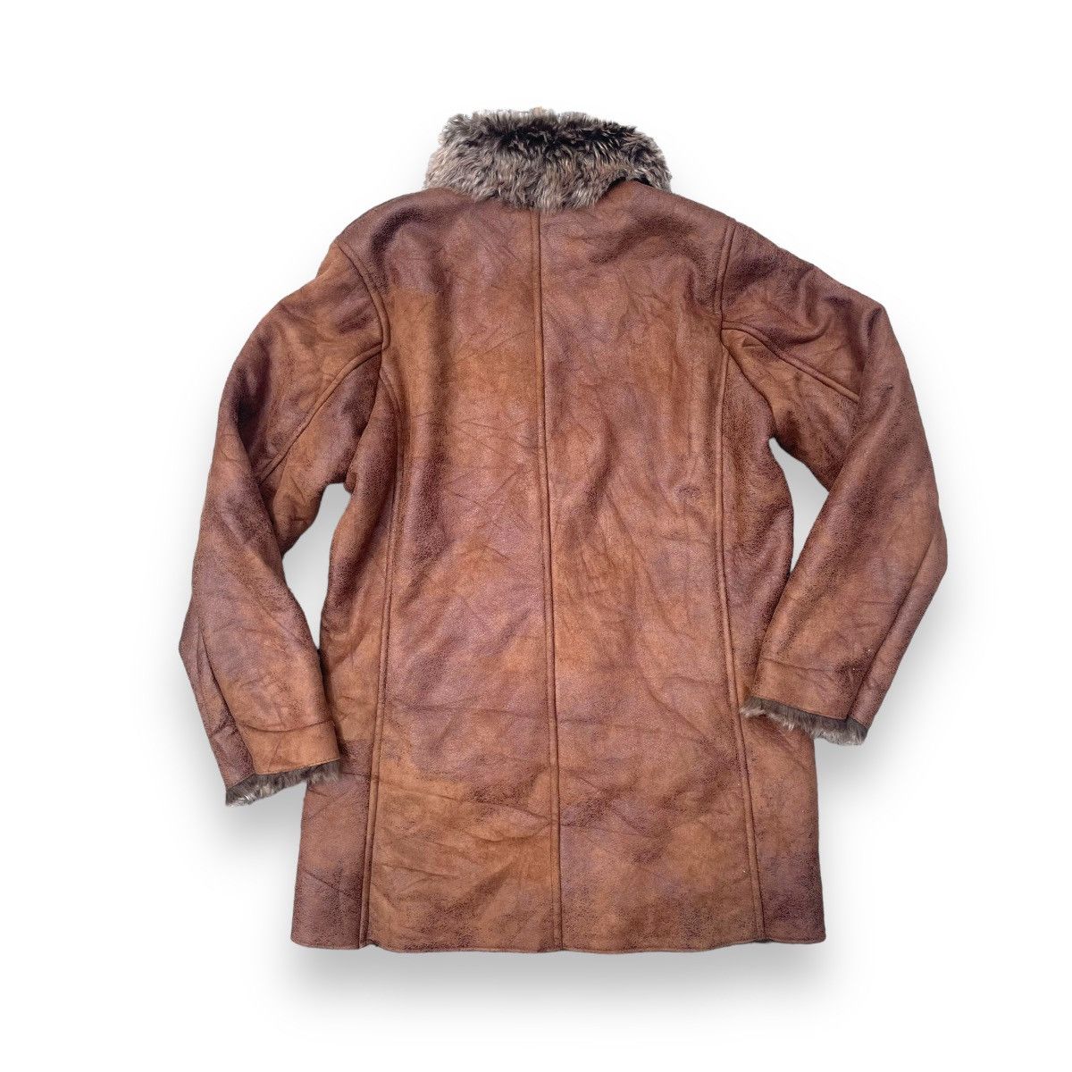 Le Grande Bleu (L.G.B.) 🇯🇵 MALE & CO SUEDE LEATHER LINED FUR SHERPA HEAVY COAT Size US M / EU 48-50 / 2 - 10 Thumbnail