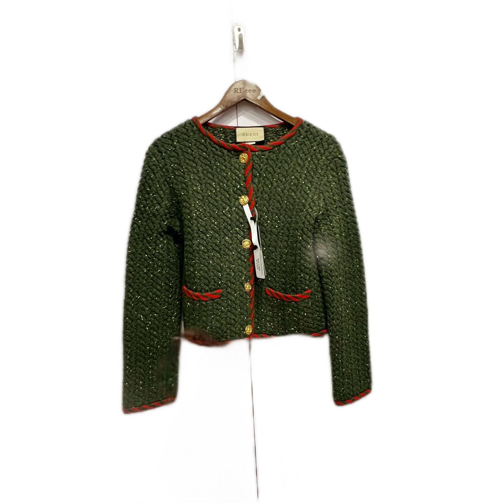 Gucci Gucci Green Wool Blend Tweed Jacket Size M Size M / US 6-8 / IT 42-44 - 1 Thumbnail