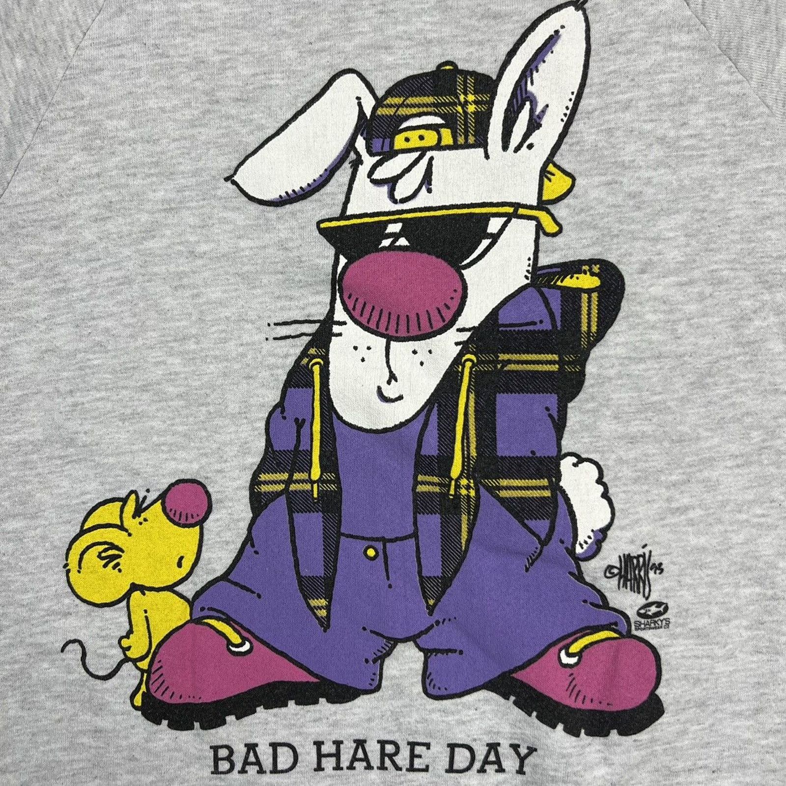 Jerzees × Vintage Vintage 1995 Jerzees Bad Hare Day Sweatshirt Bunny Graphic Size US L / EU 52-54 / 3 - 2 Thumbnail