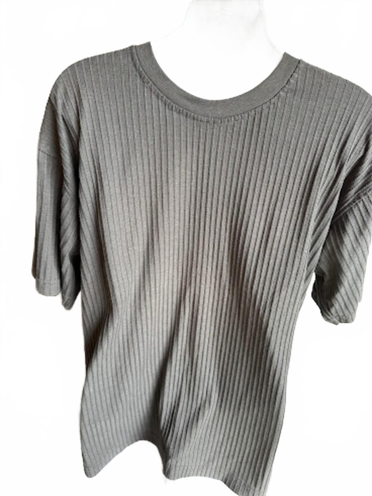 Hugo Boss Hugo Boss Ribbed Tee XL Olive Gray Size US XL / EU 56 / 4 - 5 Thumbnail