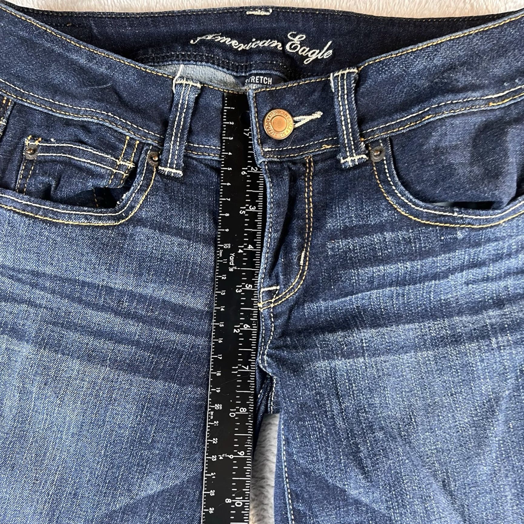 American Eagle Outfitters VINTAGE American Eagle Jeans Slim Bootcut Dark Wash Low Rise 6 Short 32x28 Womens Mens Girls Boys Size 28" / US 6 / IT 42 - 7 Thumbnail