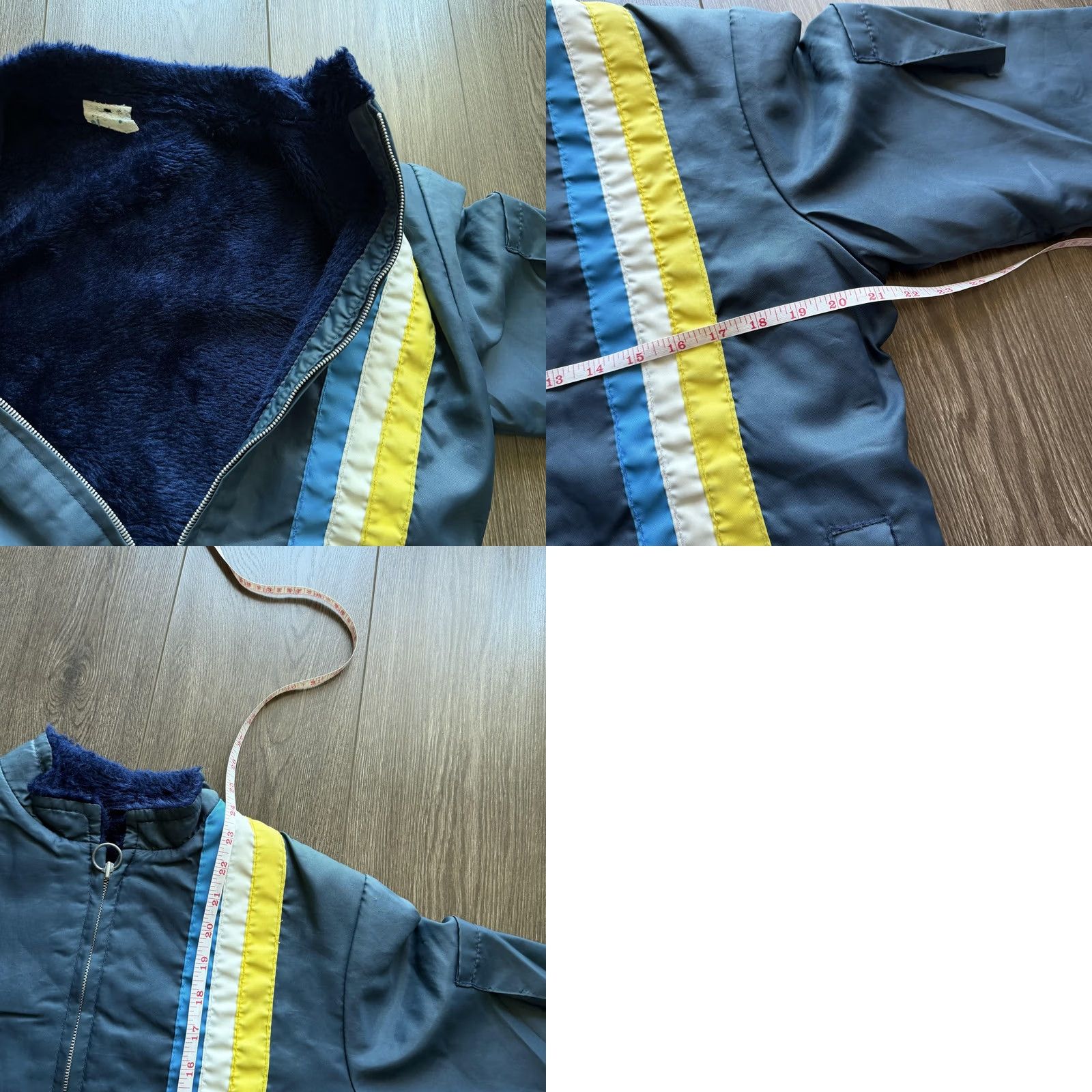 Vintage VINTAGE Racing Jacket Blue Bomber Mens 40 Faux Fur Lined Stripe Nylon Retro Jacket Size US XXS / EU 40 - 8 Thumbnail