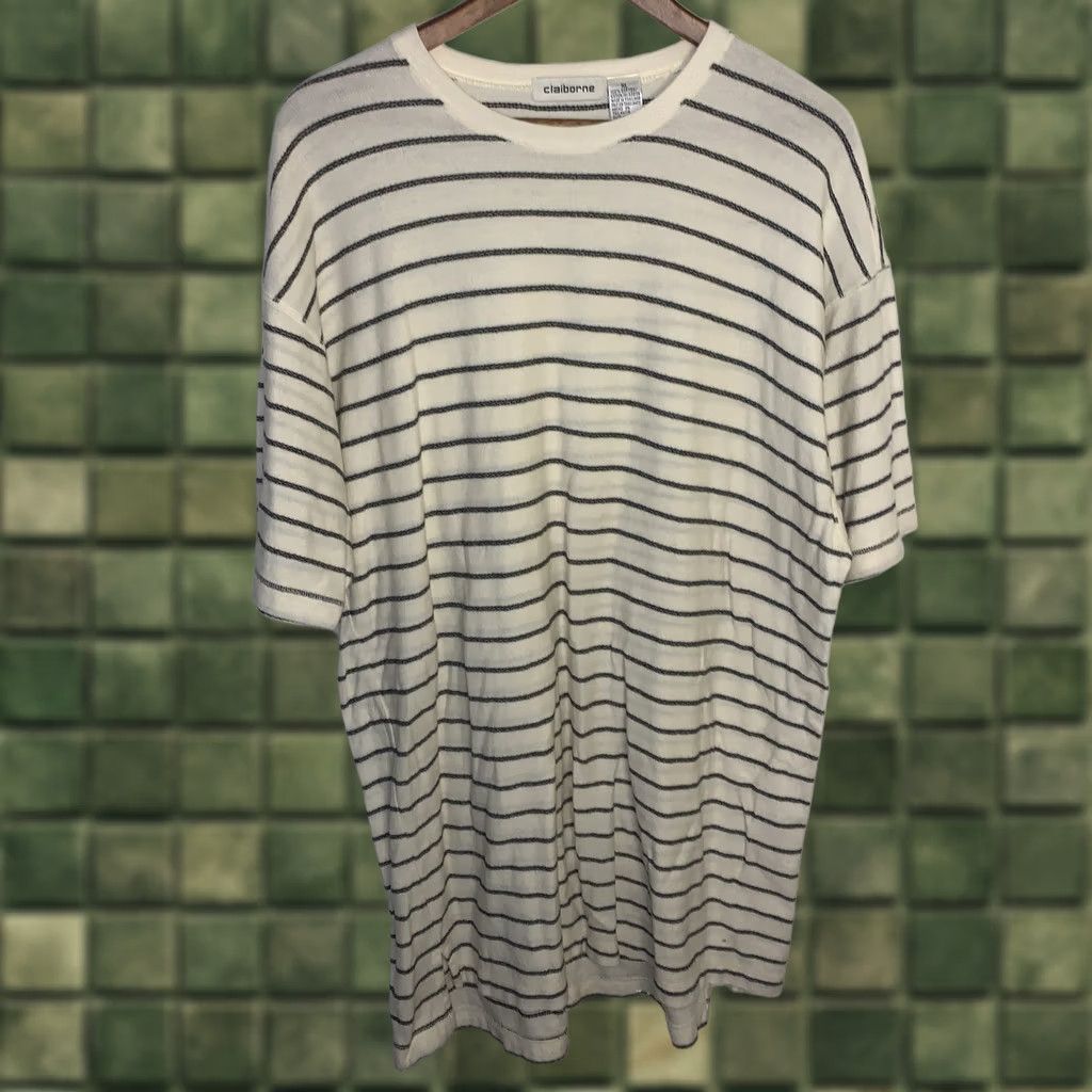 Liz Claiborne CLAIBORNE Shirt Mens Striped Short Sleeve 100% Cotton XL Multicolor Button-Up Size US 36 / EU 52 - 1 Thumbnail