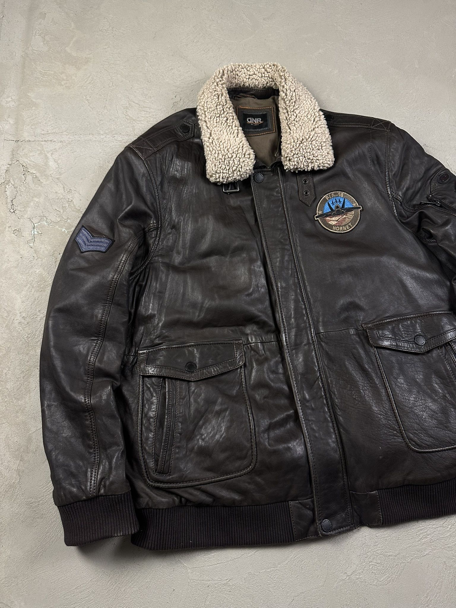 Leather Vintage Flyers Military Bomber Sheepskin Jacket Size US XL / EU 56 / 4 - 2 Thumbnail
