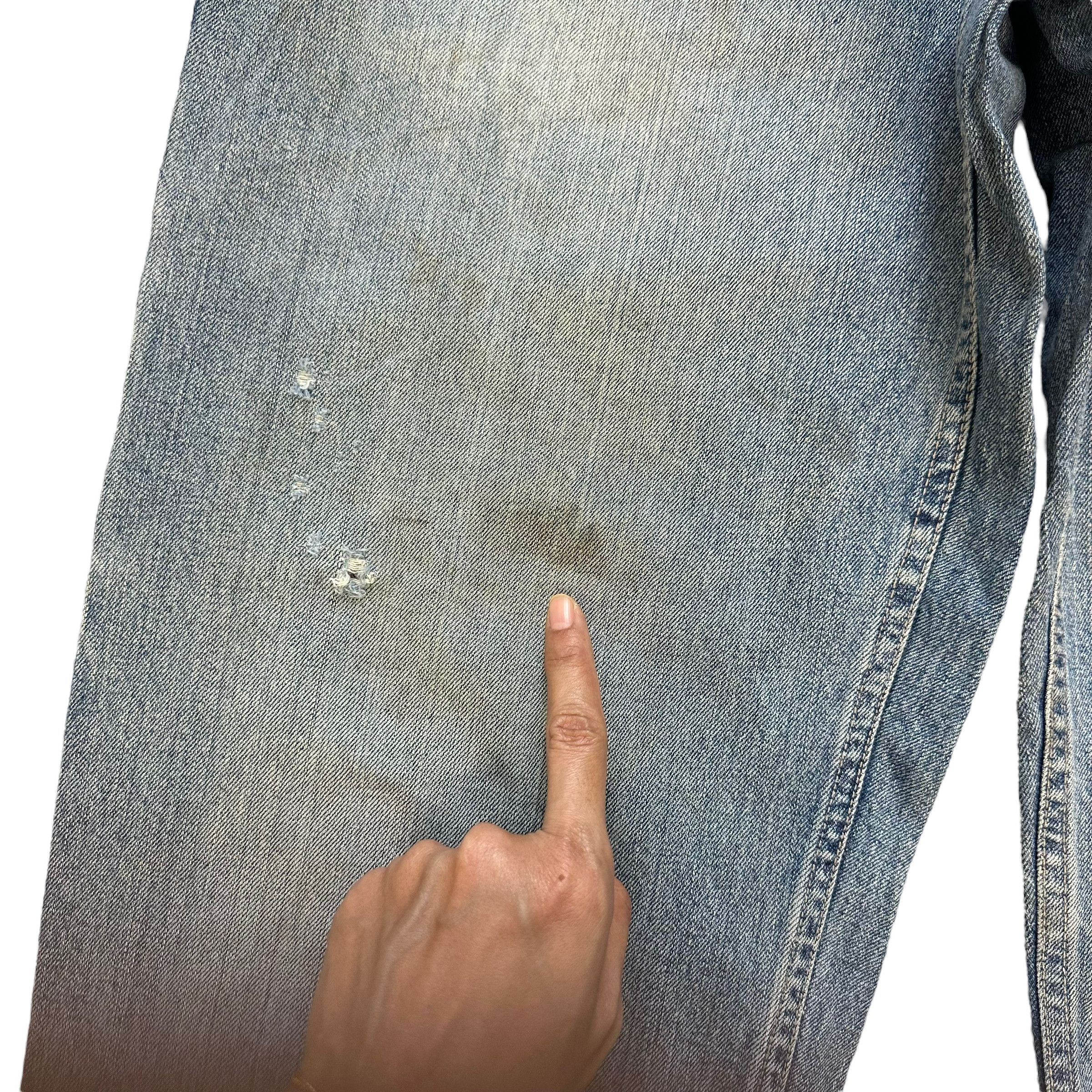 Vintage TRASHED🔥 CARPENTER LIGHT WASH DENIM PANTS #7456-147 Size US 33 - 8 Thumbnail