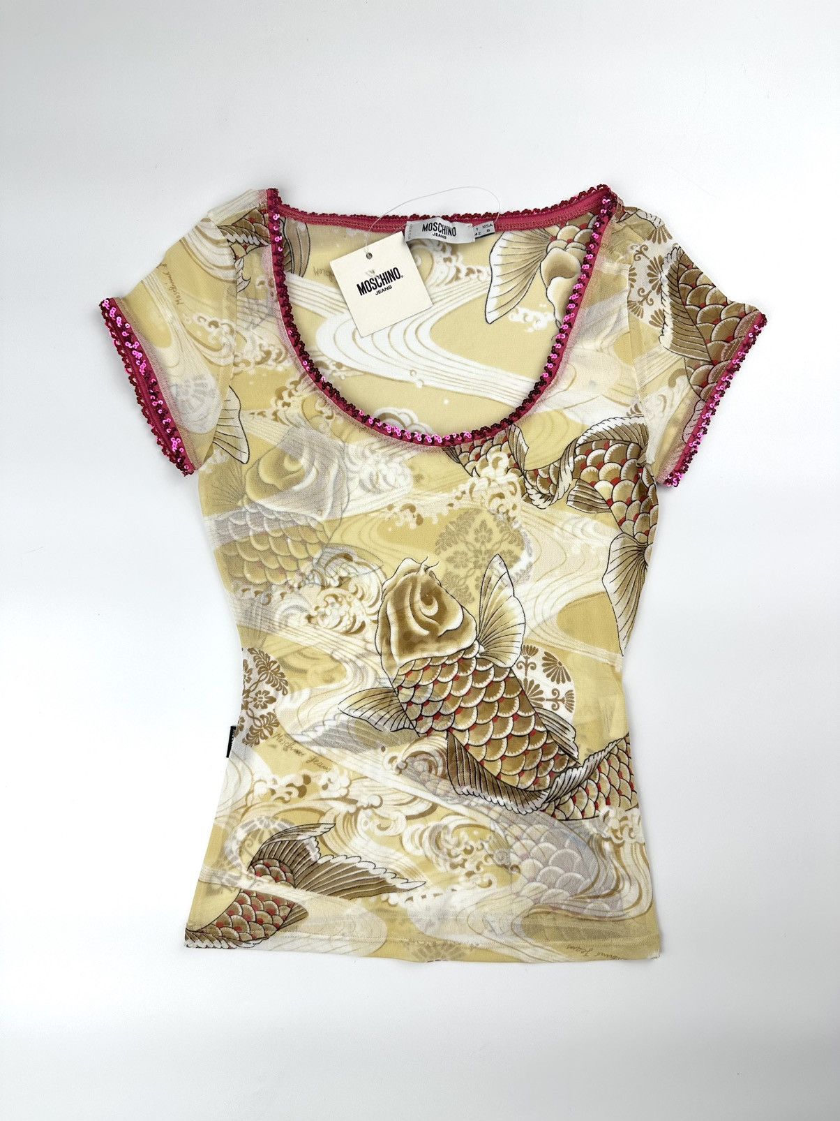 Moschino Vintage MOSCHINO JEANS Koi Carp Mesh Y2k Top Size M / US 6-8 / IT 42-44 - 1 Thumbnail