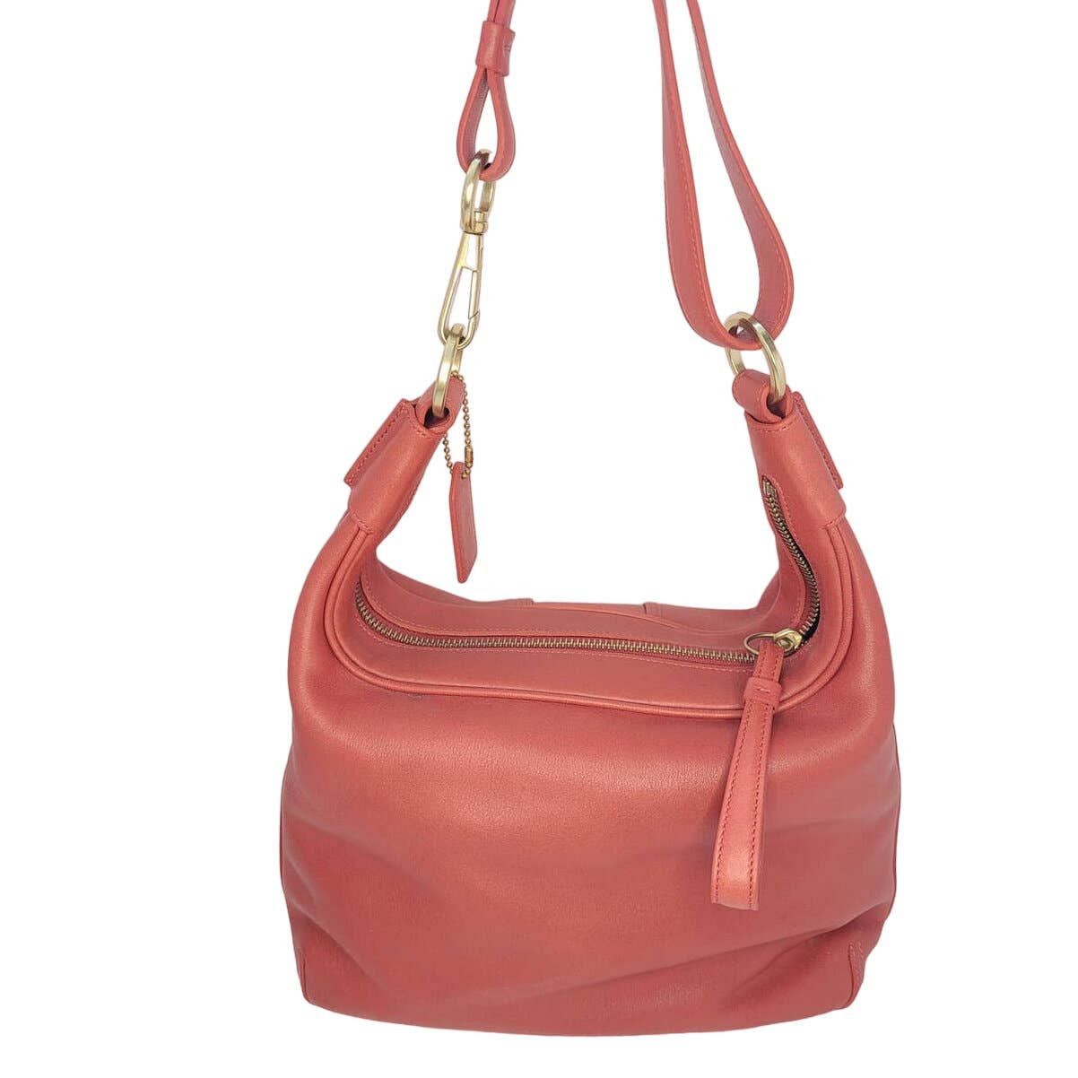 Vintage Coach Red Leather Quilted Base Bucket Bag Handbag, Women's Product Image