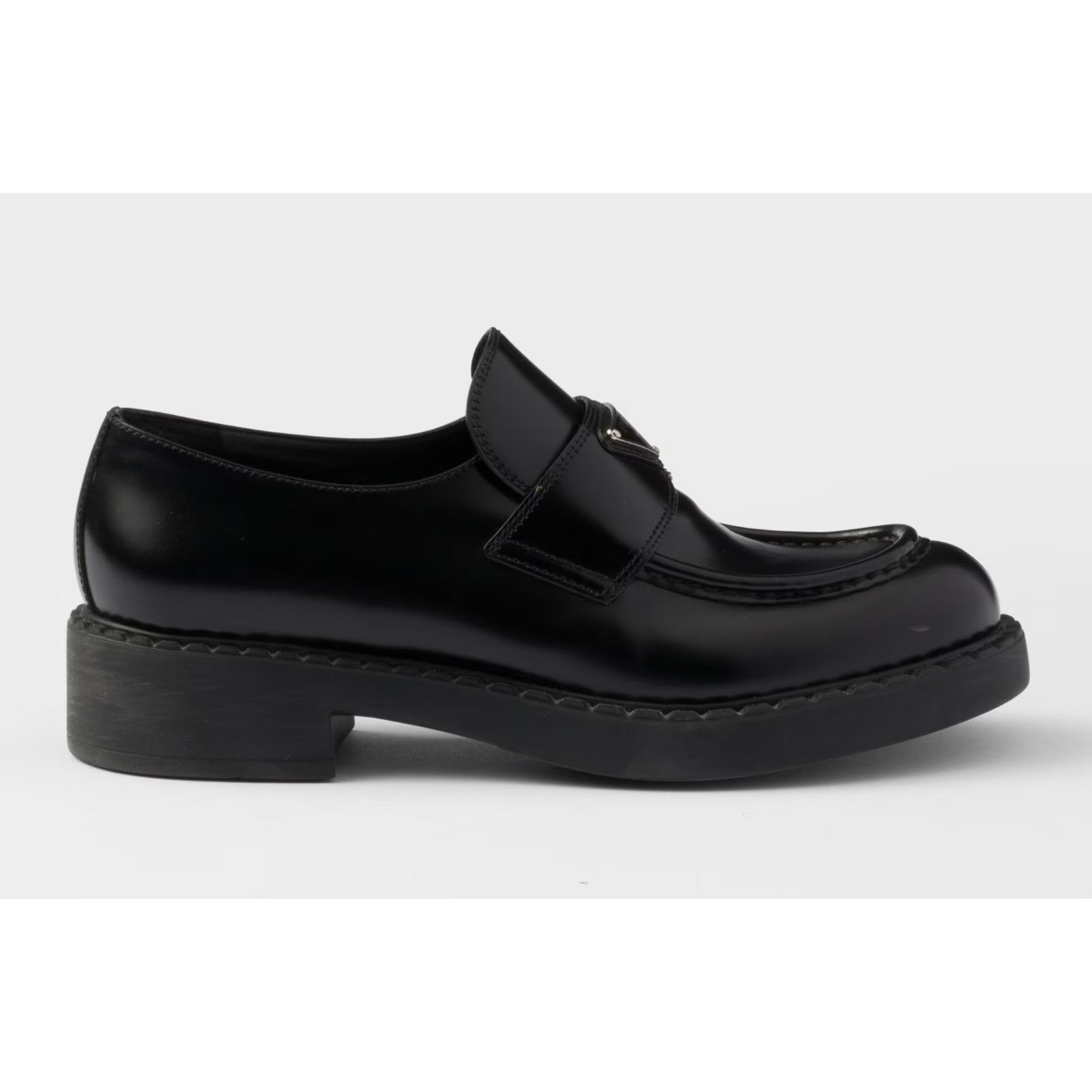 Prada Prada Chocolate Black Brushed Leather Silver Logo Platform Size US 10 / IT 40 - 3 Thumbnail
