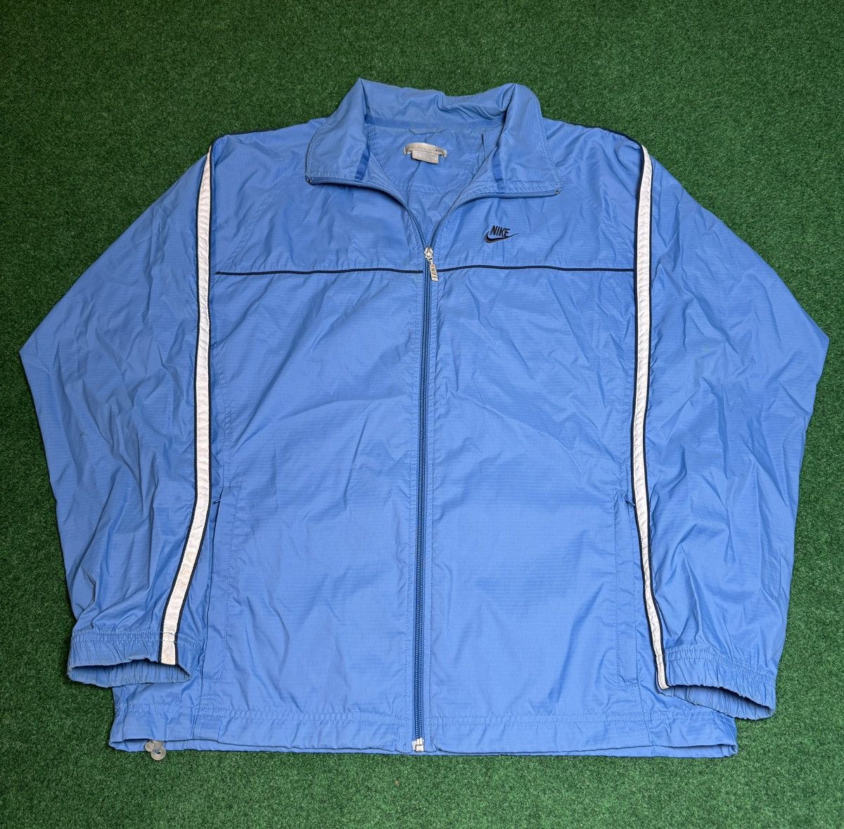 Nike × Vintage Vtg Y2K Nike UNC Blue North Carolina Full Zip Track Jacket Size US L / EU 52-54 / 3 - 1 Thumbnail