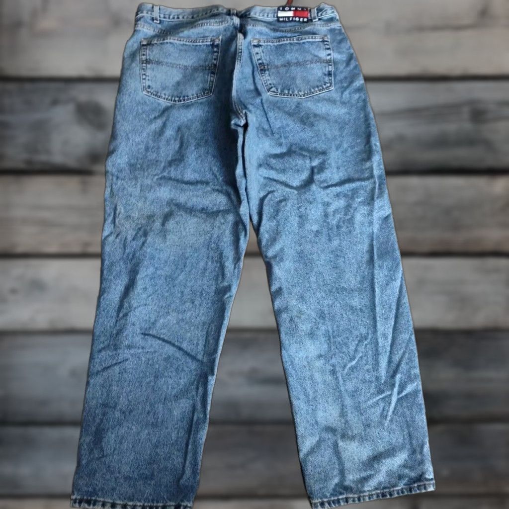 Tommy Hilfiger Vintage Tommy Hilfiger Denim Jeans Men 42x32 Wide Leg Flag Logo 90s Y2K Blue Size US 42 / EU 58 - 1 Thumbnail