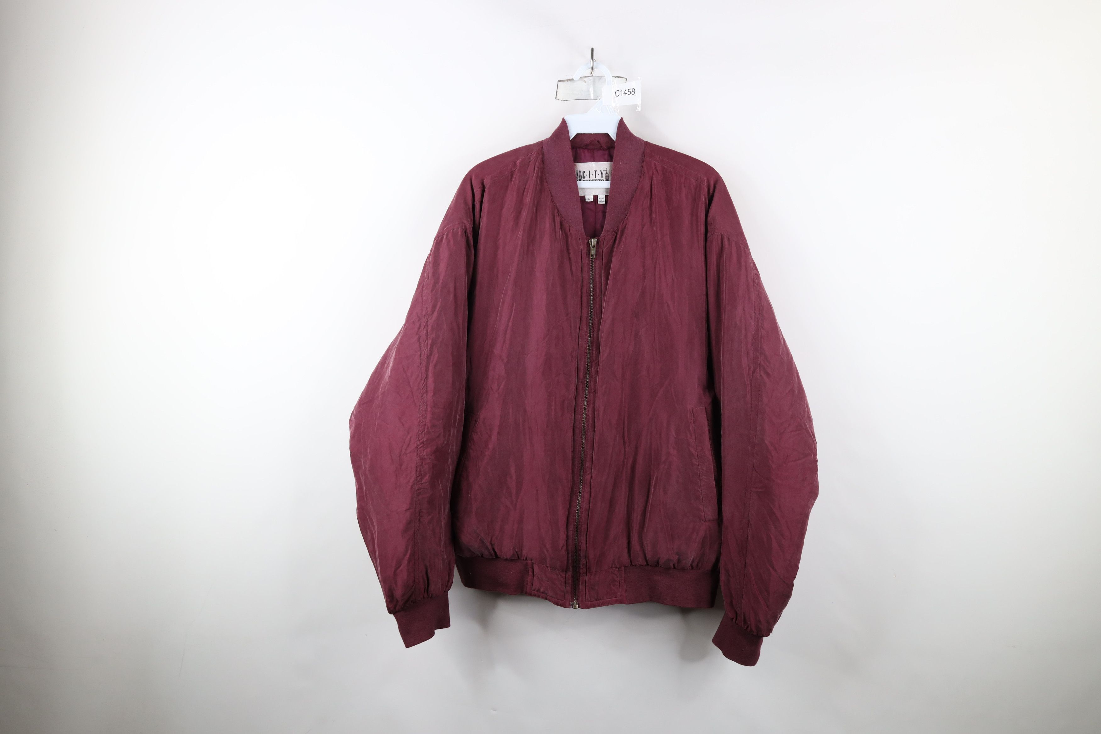 Vintage Vintage 90s Streetwear Full Zip Silk Puffer Bomber Jacket Size US M / EU 48-50 / 2 - 1 Thumbnail