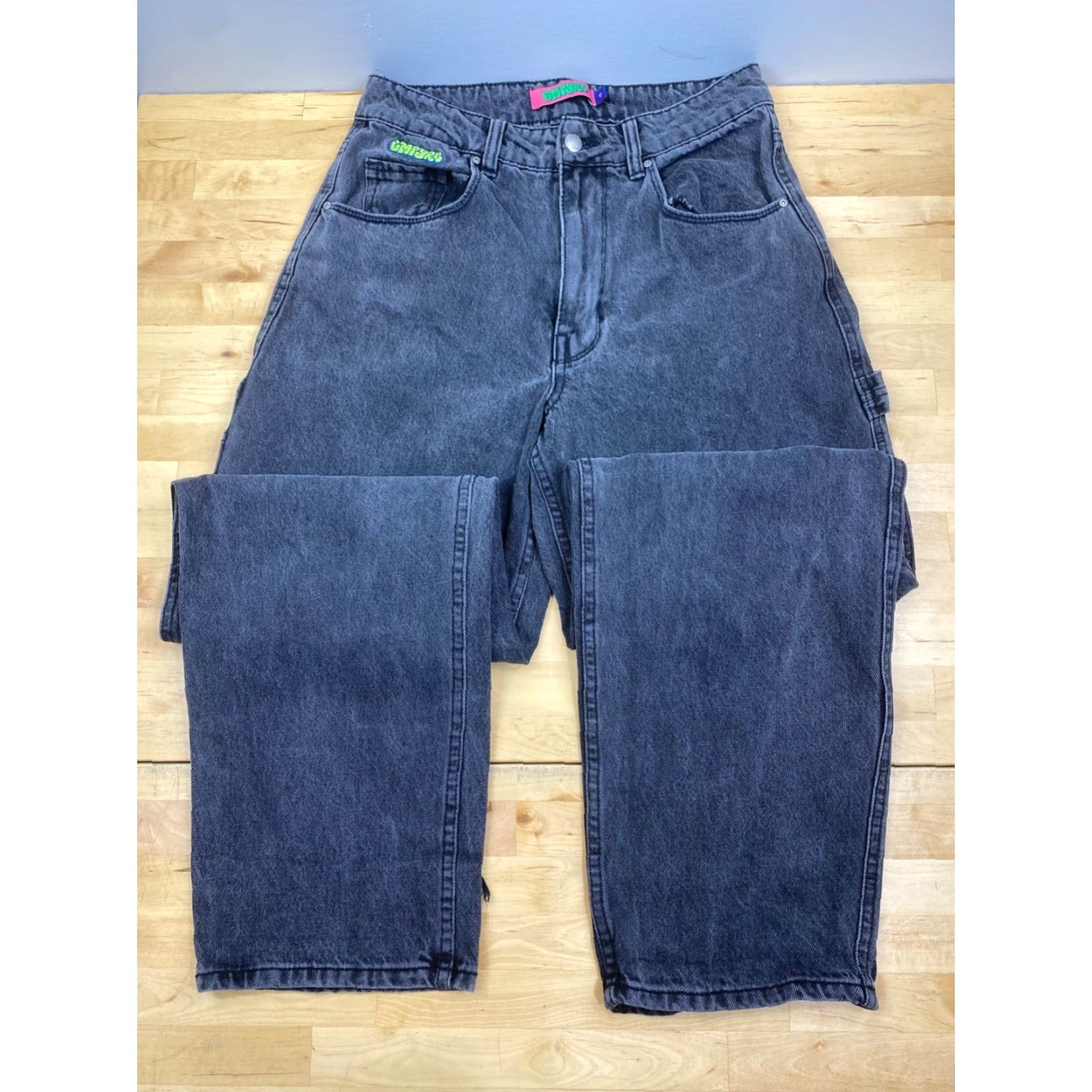 Empyre Empyre Denim Jeans Black Distressed Tapered Size 7 Women Size 28" / US 6 / IT 42 - 2 Thumbnail