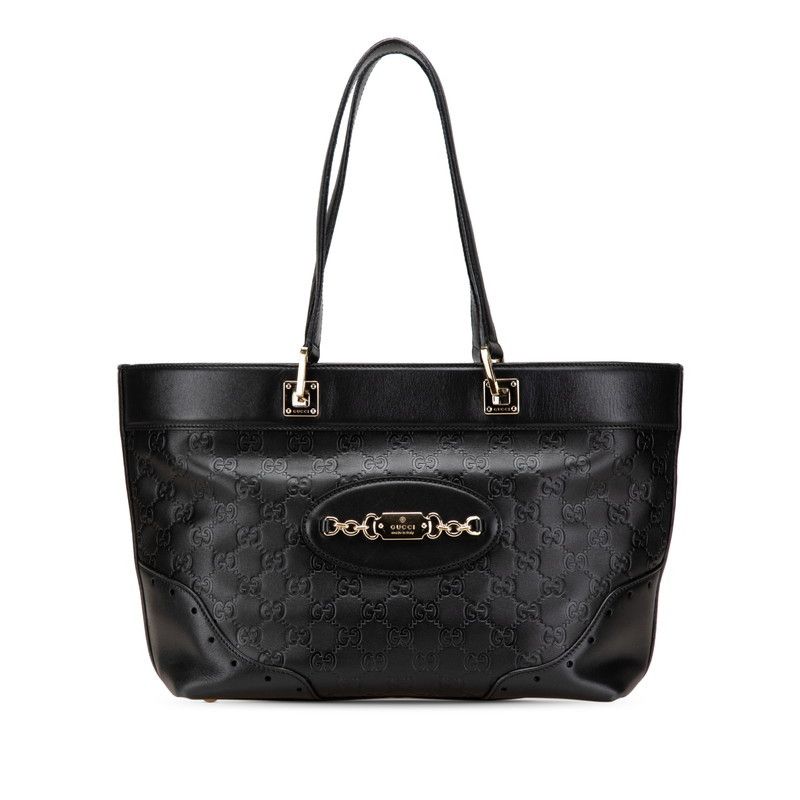 Gucci Gucci Horsebit Guccissima Leather Handbag Leather Tote Bag 145993 in Black, Women's