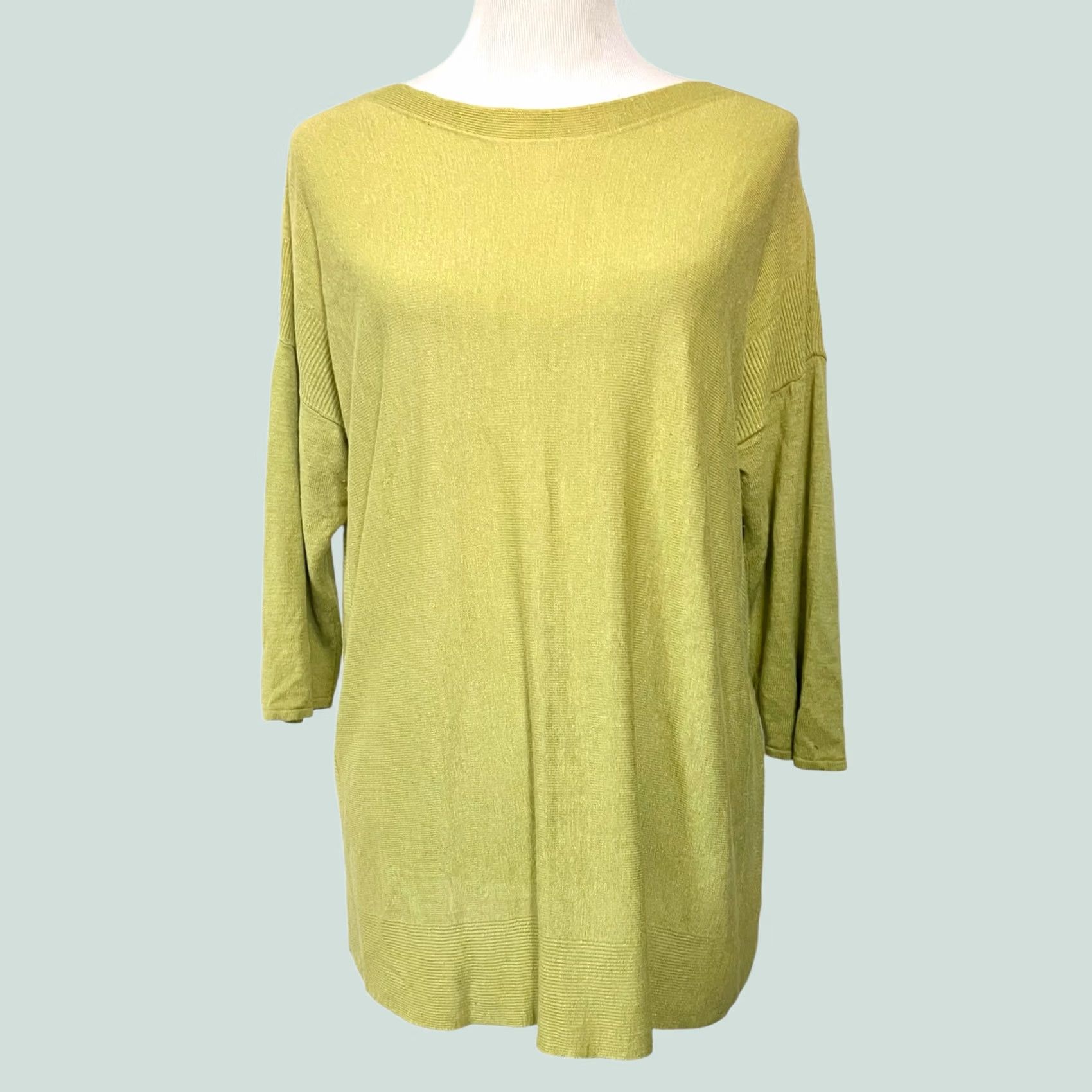 J. Jill VINTAGE J Jill Tunic Sweater Linen Blend Light Green 3/4 Sleeve Casual Knit Women’s Sz L Size L / US 10 / IT 46 - 1 Thumbnail