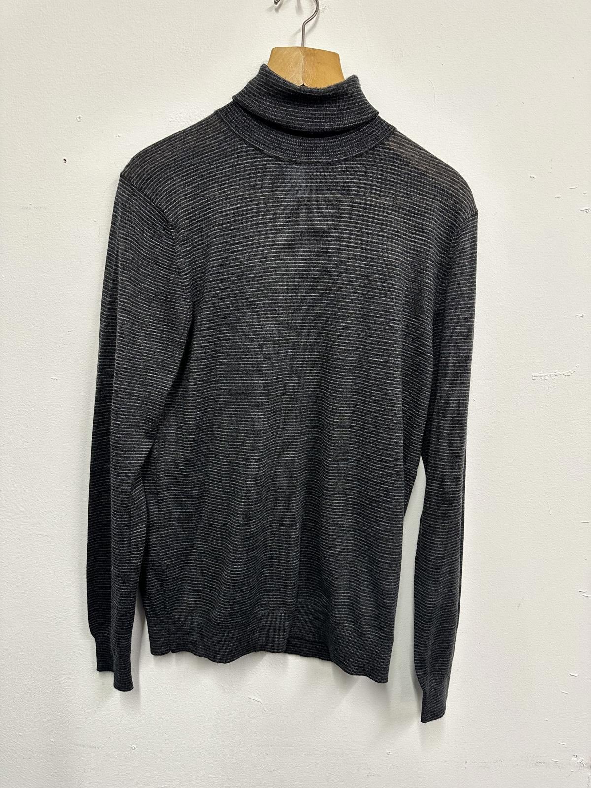 Reiss Reiss Medium Grey Striped Turtleneck Sweater Size US M / EU 48-50 / 2 - 1 Thumbnail