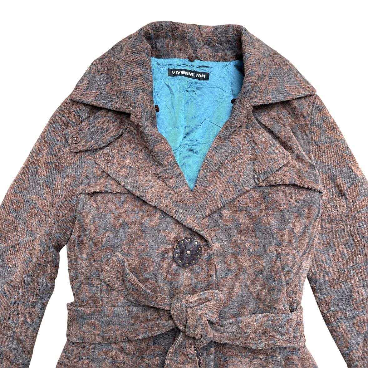 Vivienne Tam Vivienne Tam Velvet Embossed Coat With Removeable Fur Size S / US 4 / IT 40 - 6 Thumbnail