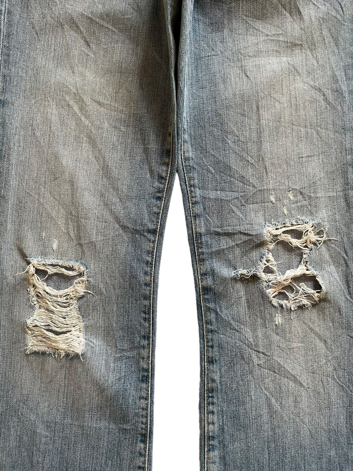 Japanese Brand SALES🔥Vintage Japanese Brand Blue Wash Distress Flare Jeans Size 29" - 4 Thumbnail