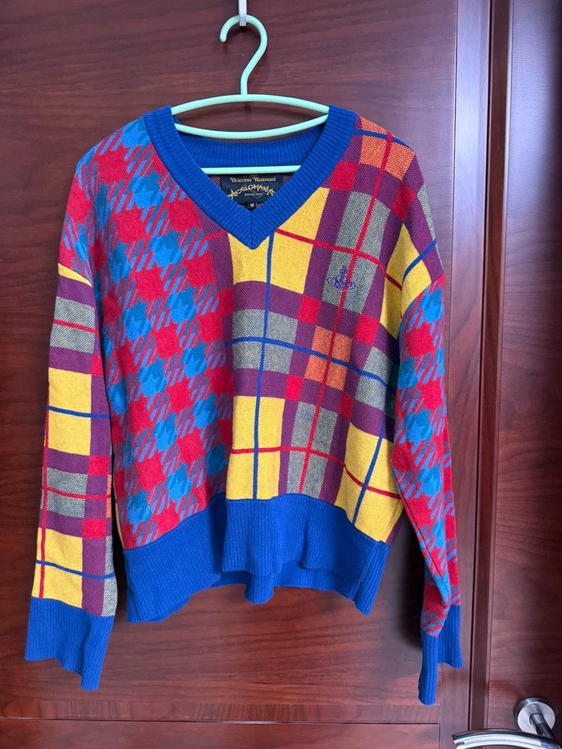 Vivienne Westwood Vivienne Westwood Plaid V-neck knit sweater Size M / US 6-8 / IT 42-44 - 1 Thumbnail