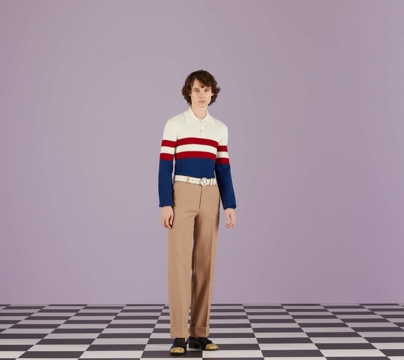 Gucci o1s1wg110225 Cashmere and Wool Striped Polo Shirt Multicolor Size US S / EU 44-46 / 1 - 2 Thumbnail
