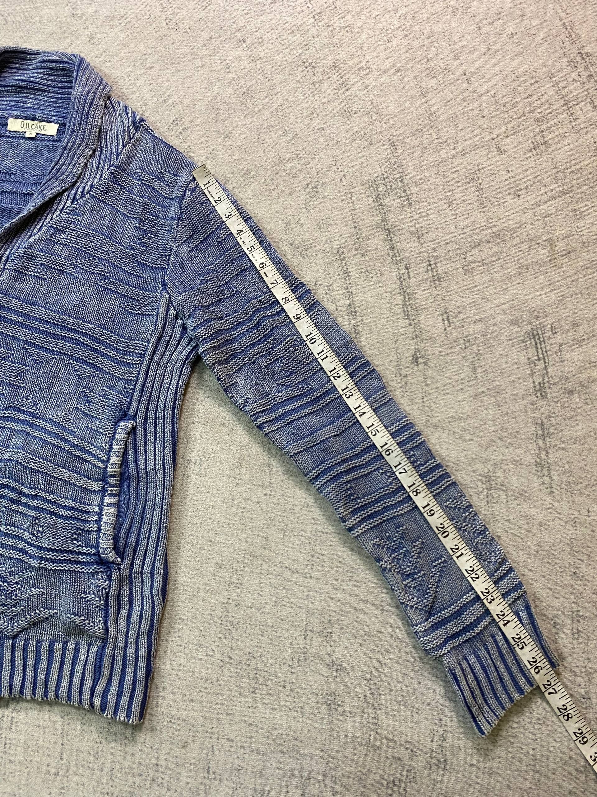 Japanese Brand Oilcake Indigo Textured Knit Shawl Collar Sweater Cardigan Size US M / EU 48-50 / 2 - 11 Thumbnail