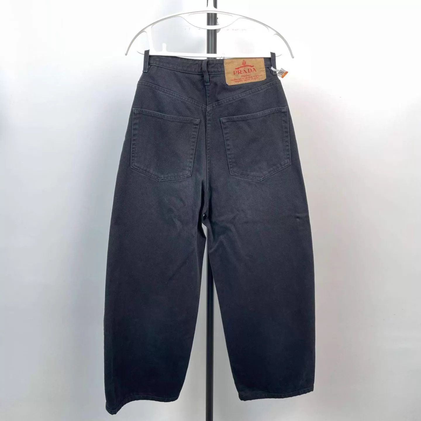 Prada Prada black logo long wide-leg pants 25 Size 25" / US 0 / IT 36 - 2 Thumbnail