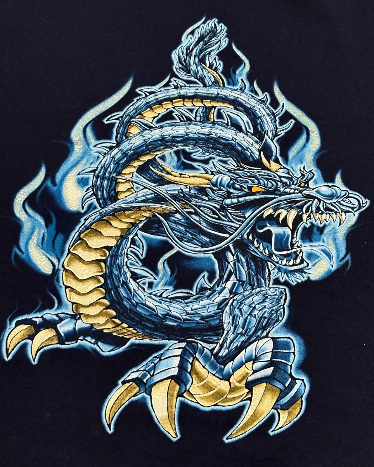Japanese Brand × Vintage Vintage Y2K Silver Strand Dragon Navy Blue T-Shirt - Large Size US L / EU 52-54 / 3 - 4 Thumbnail