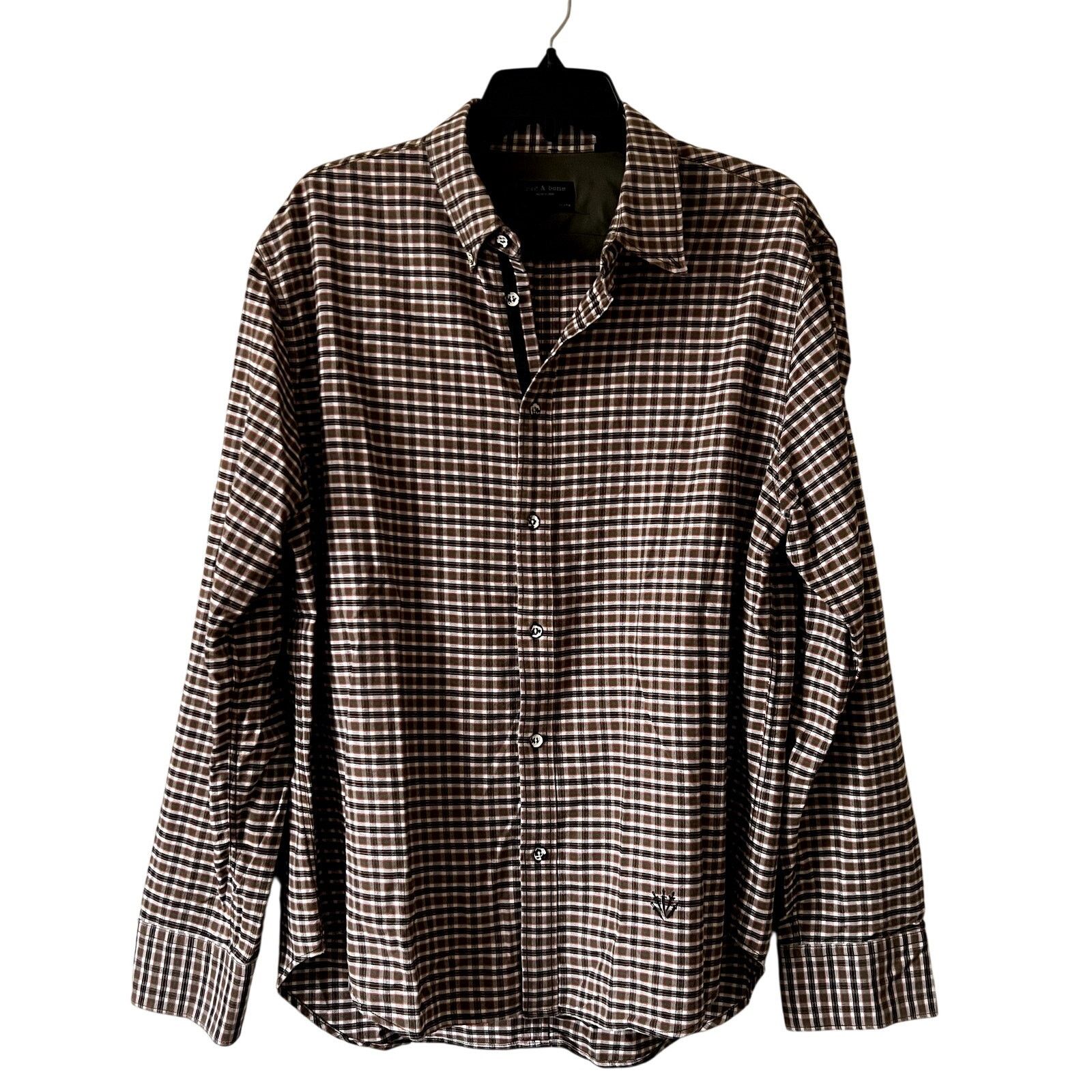 Rag & Bone Rag & Bone Matthew Flannel Plaid Shirt size XL brown black Size US XL / EU 56 / 4 - 1 Thumbnail