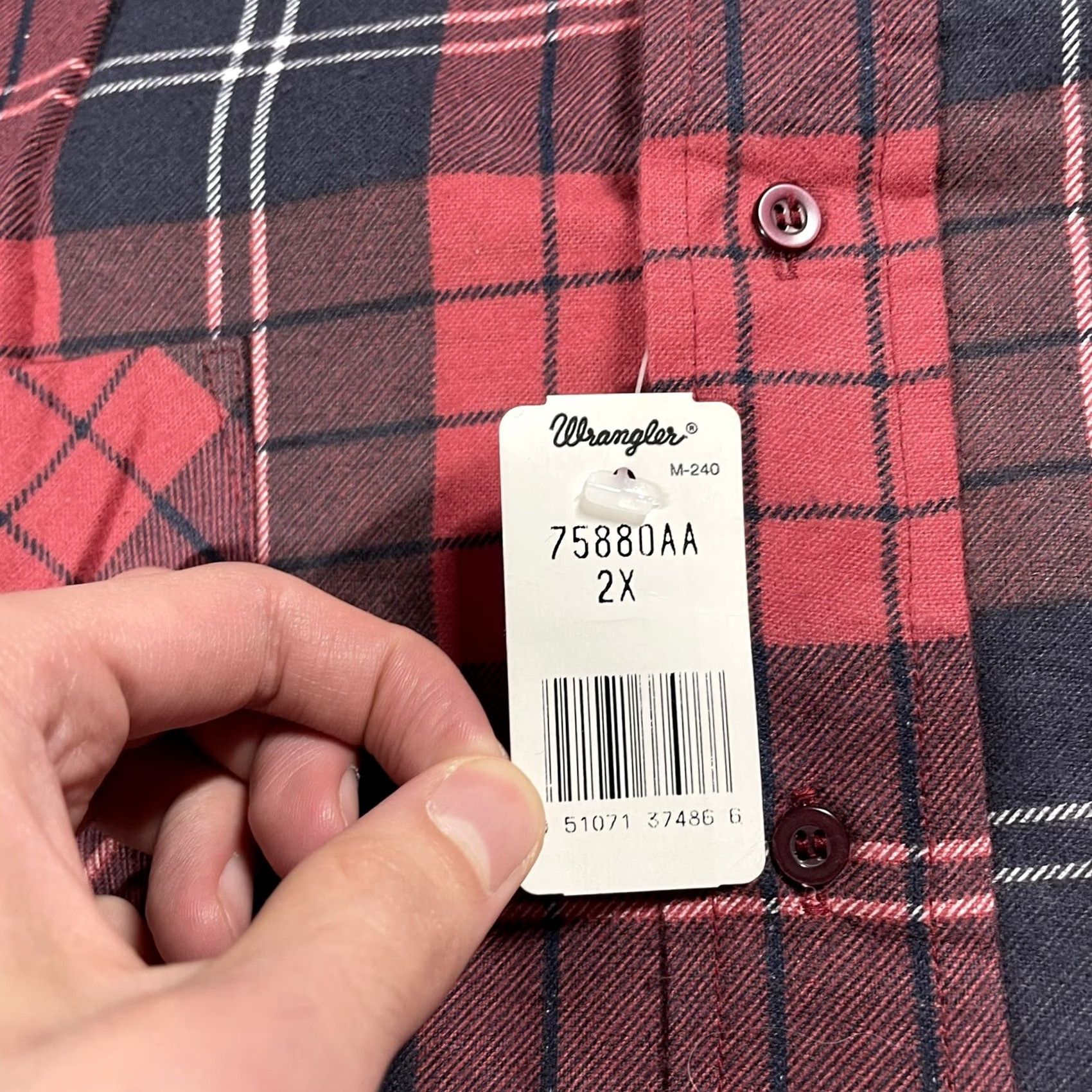Wrangler VINTAGE Wrangler Flannel Shirt Big 2X Red Cotton Plaid Button-Up Mens Size US XXL / EU 58 / 5 - 5 Thumbnail