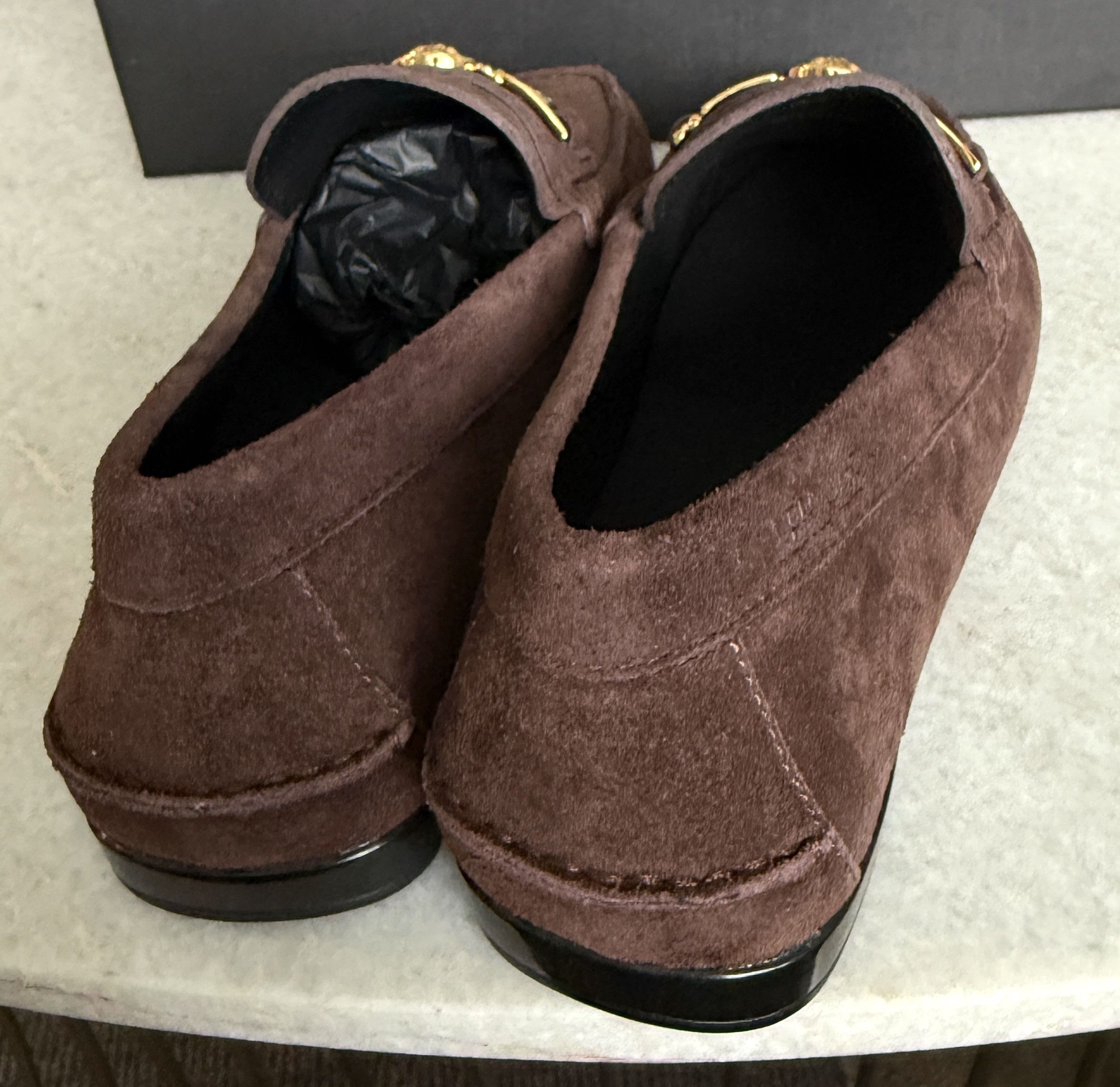 Versace VERSACE Medusa Men's Brown Suede Driver Shoes, Sz 40 Size US 7 / EU 40 - 7 Thumbnail