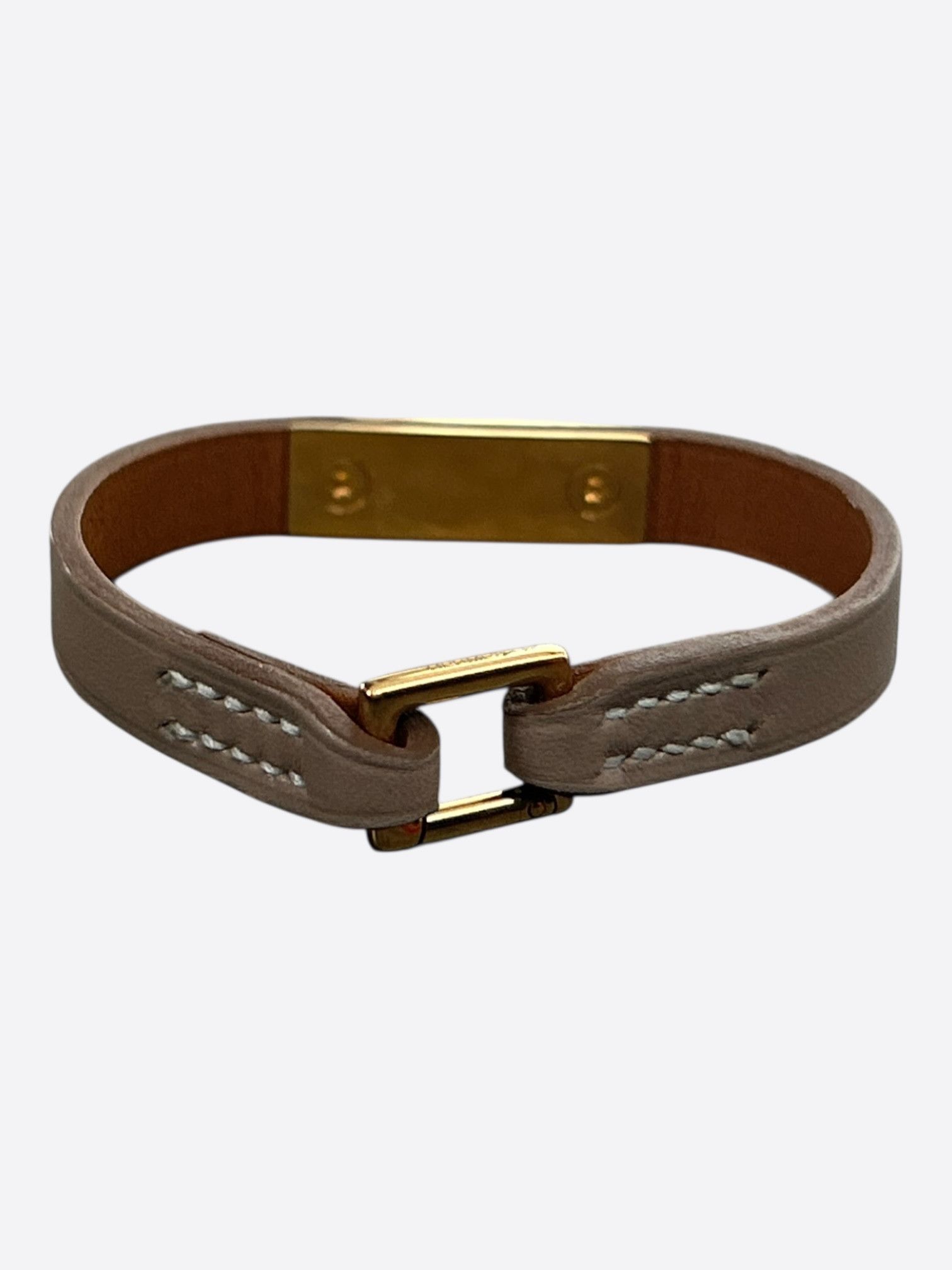 Hermes Hermes Etoupe Swift & Gold Hardware Mini Rivale Bracelet Size ONE SIZE - 2 Thumbnail
