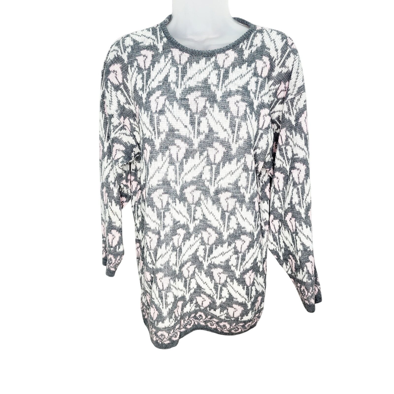 Other Vintage American Pride Acrylic Gray & Pink FlowerSweater M Size M / US 6-8 / IT 42-44 - 1 Thumbnail