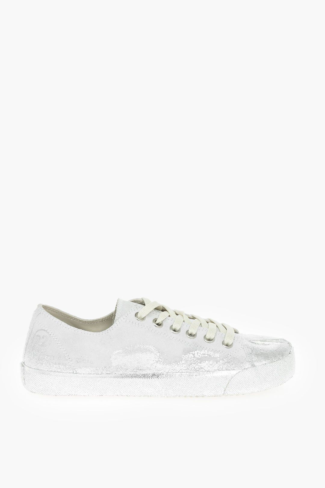 Maison Margiela o1y1124 Canvas Low-Top Sneakers In Light Grey & Silver Size US 7 / EU 40 - 3 Thumbnail