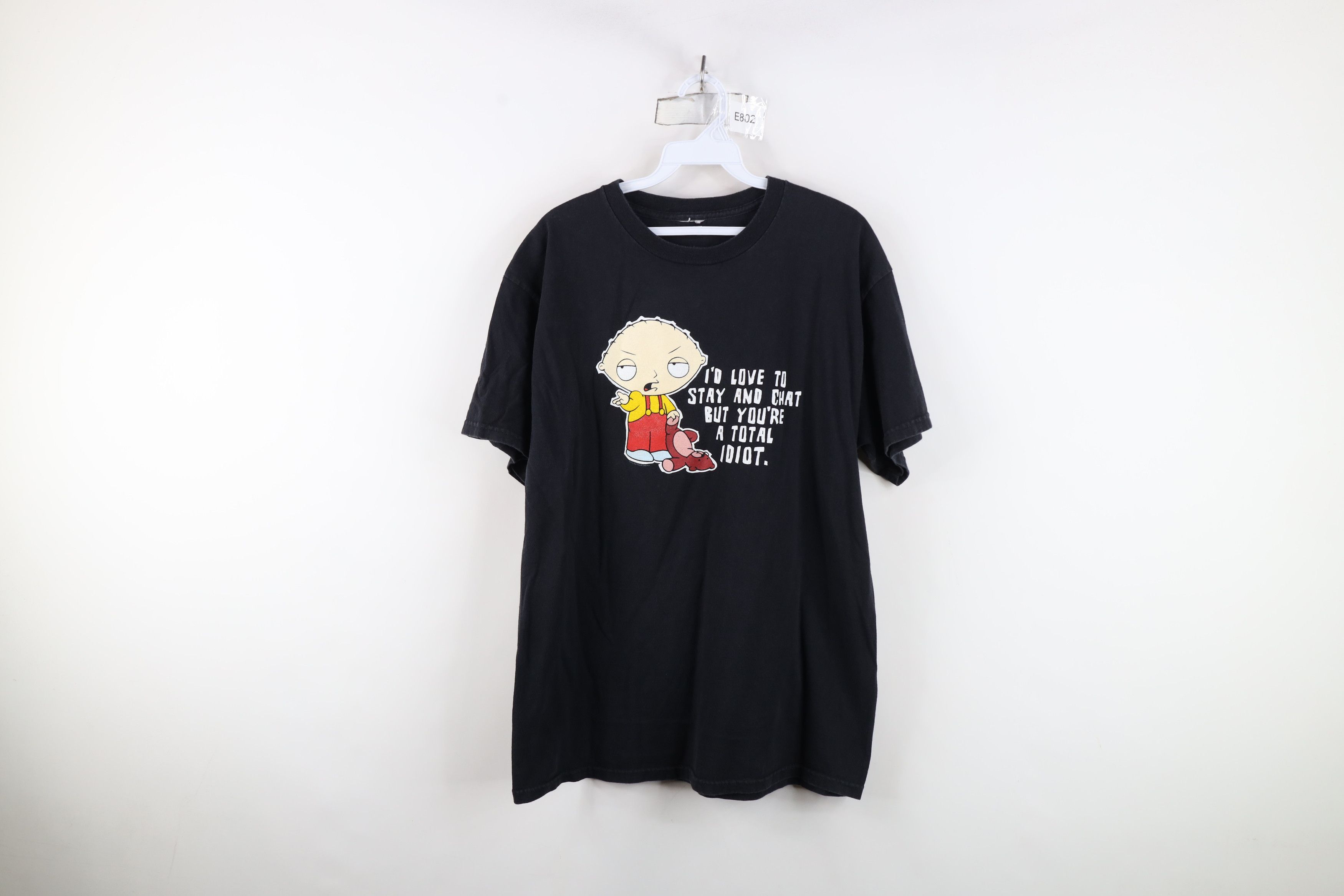 Vintage Y2K 2005 Family Guy Stewie Total Idiot T-Shirt Black