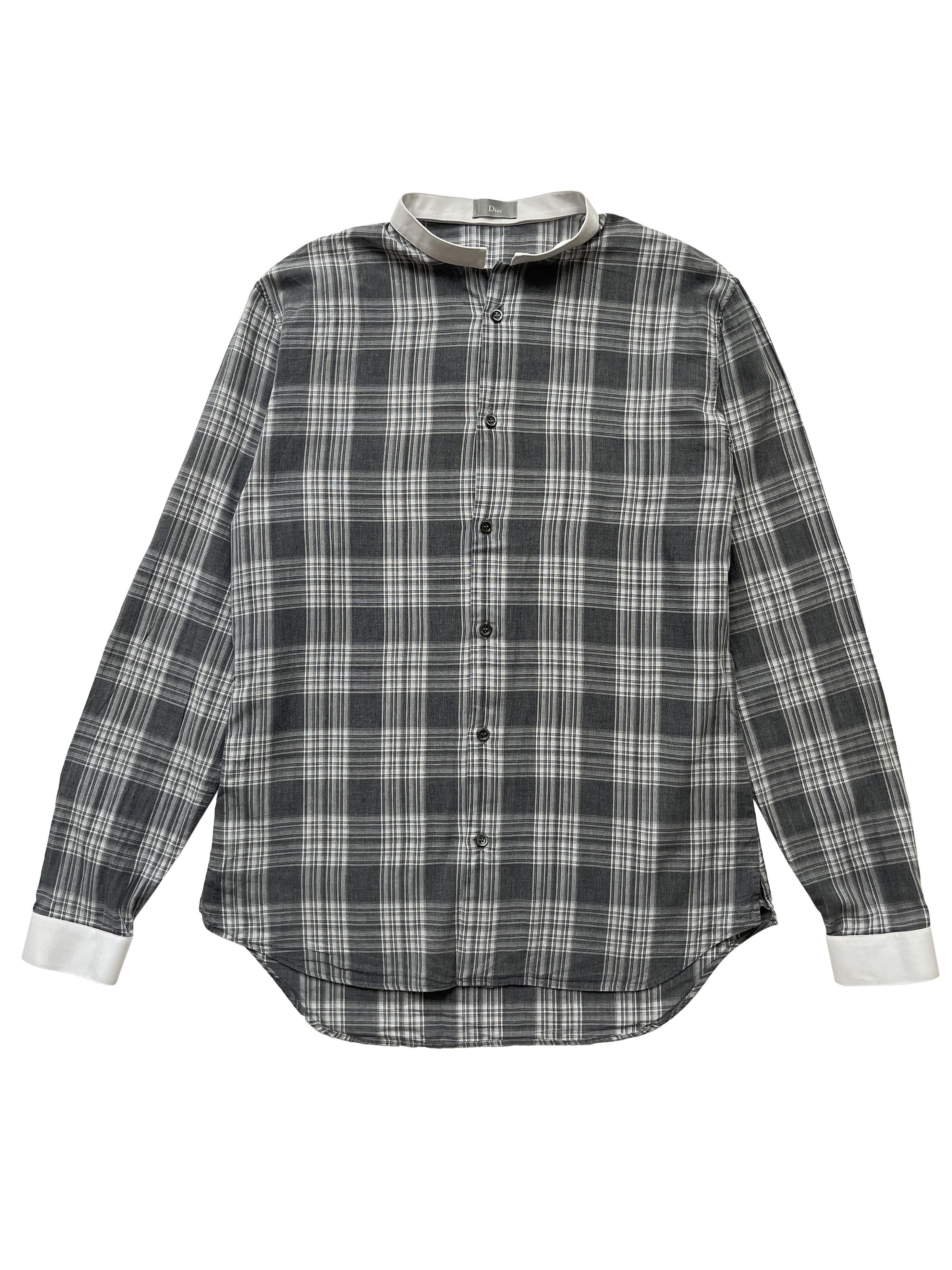 Dior ⚡️QUICK SALE⚡️Dior Gray Checked Shirt with Mao Collar Size US M / EU 48-50 / 2 - 1 Thumbnail