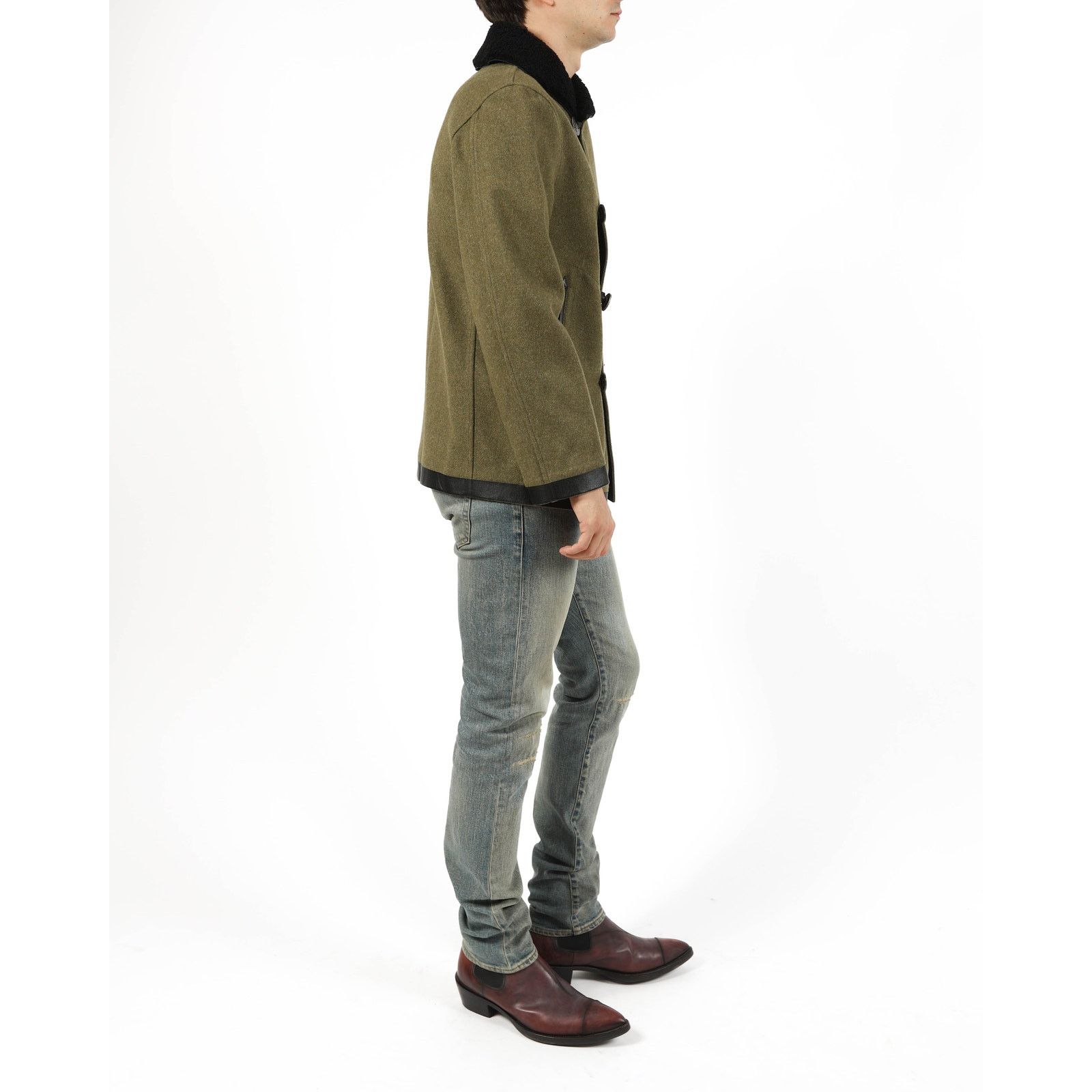 Berluti FW17 Double Breasted Caban Coat in Khaki Wool Size US M / EU 48-50 / 2 - 3 Thumbnail