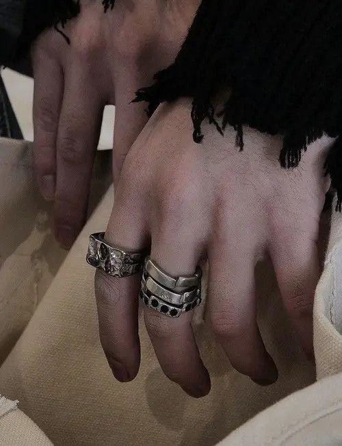 VIBE Irregular Asymmetric Rhinestones 3 pieces ring set Size ONE SIZE - 5 Thumbnail