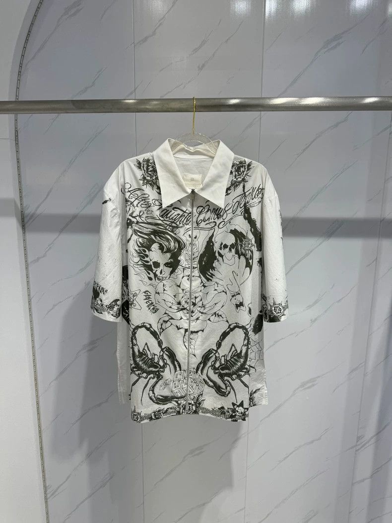 Givenchy Givenchy Size41 Skull new full-print zip-up short-sleeve sh Size US M / EU 48-50 / 2 - 1 Thumbnail