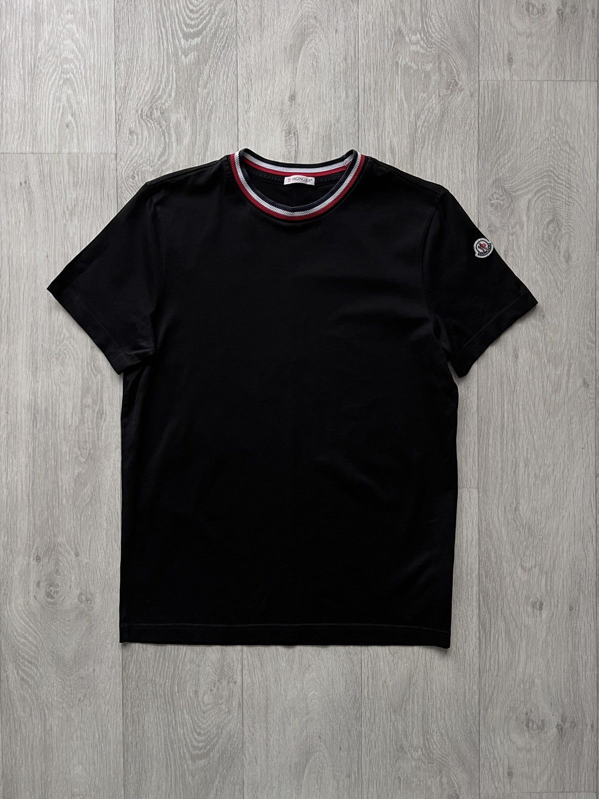 image of Moncler Maglia T-Shirt Polo Logo in Black, Men's (Size Small)