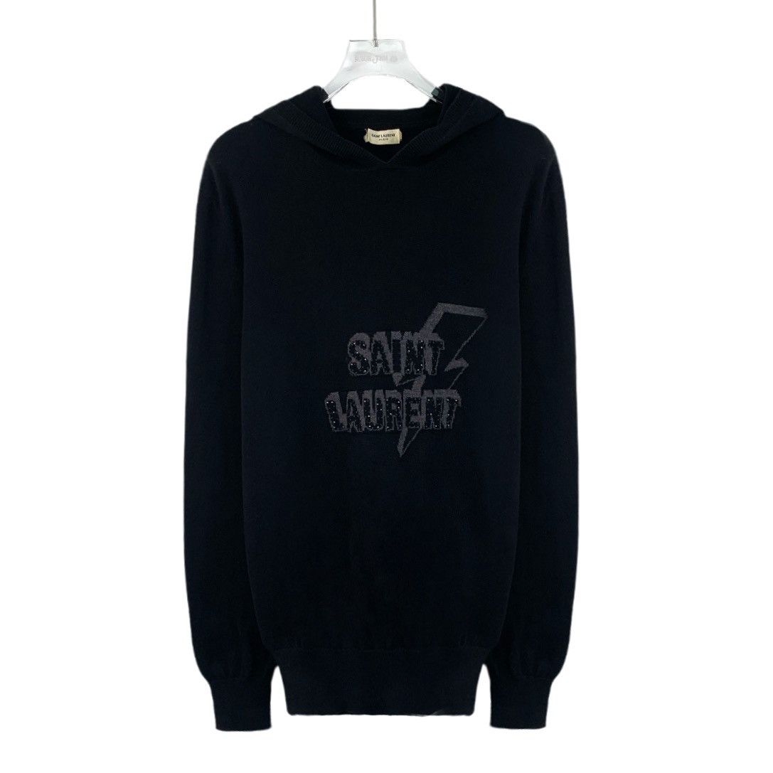 Saint Laurent Paris HW0427 Yves Saint laurent black beaded cotton hoodie Size M / US 6-8 / IT 42-44 - 1 Thumbnail