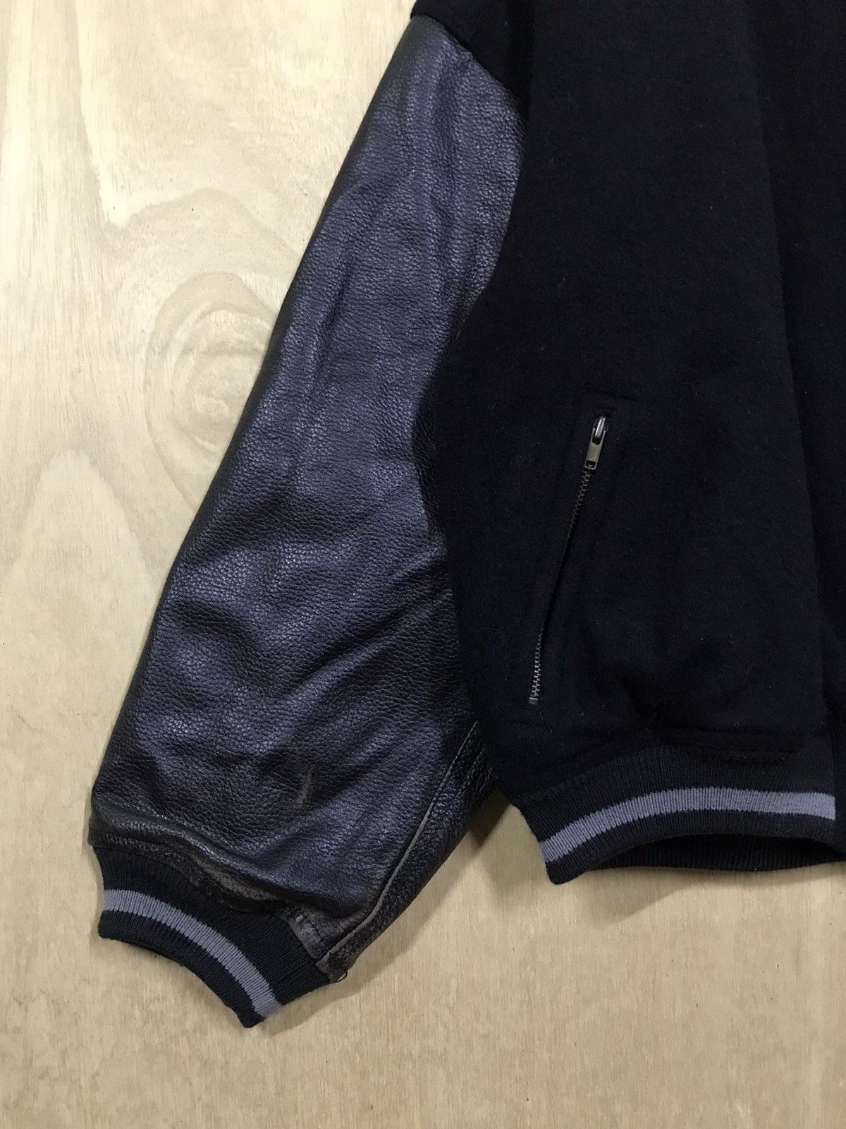 Issey Miyake Vintage 80’s Issey Miyake Leather Sleeve Varsity Jackets Size US M / EU 48-50 / 2 - 8 Thumbnail