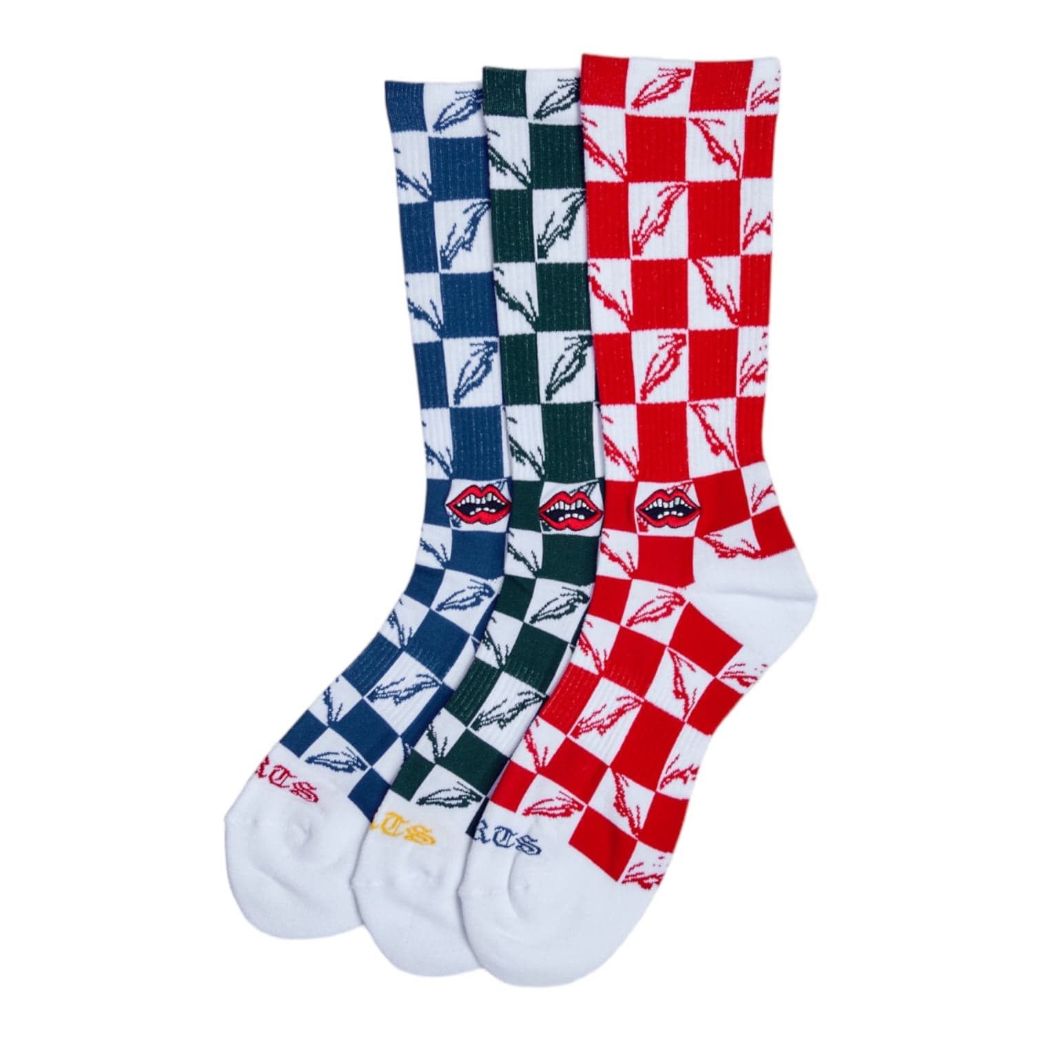 Chrome Hearts Matty Boy 99 Eyes Socks Blue White Red (3 Pack) Size ONE SIZE - 1 Thumbnail
