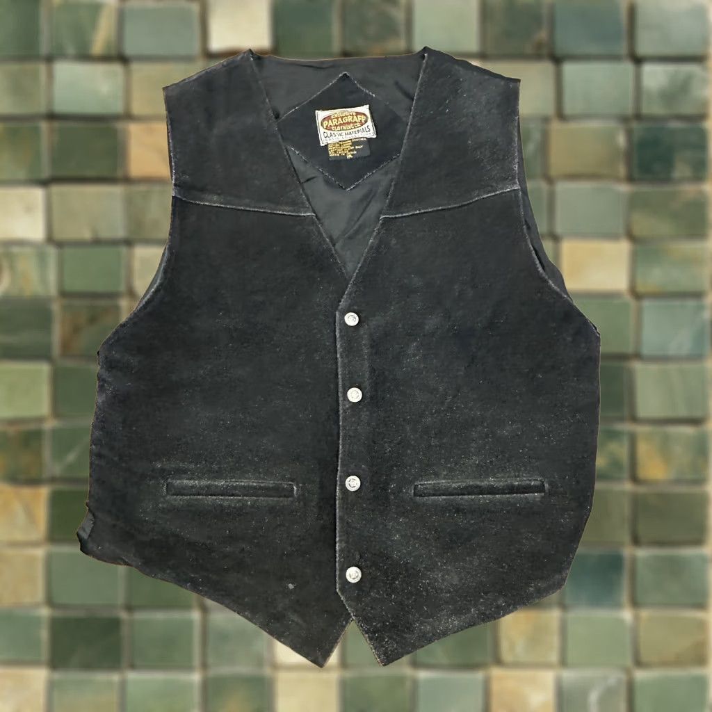 Vintage VINTAGE Paragraff Leather Vest Black Mens XL Biker Size US XL / EU 56 / 4 - 1 Thumbnail