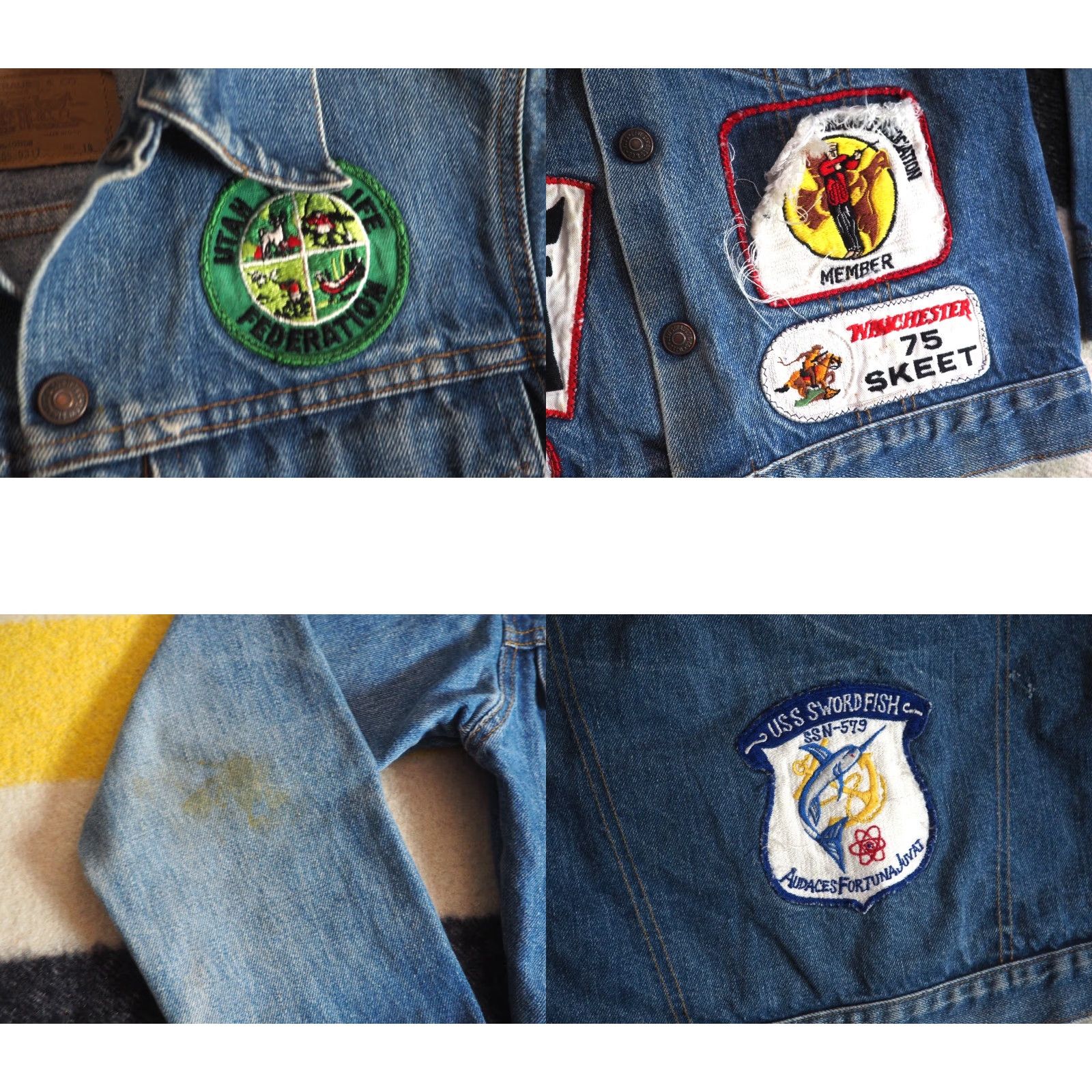 Levi's VTG 70s Levi's Orange Tab Type 3 III Snap Denim Jacket XS Blue Military Look Souvenir Jacket Mens Size XS / US 0-2 / IT 36-38 - 9 Thumbnail
