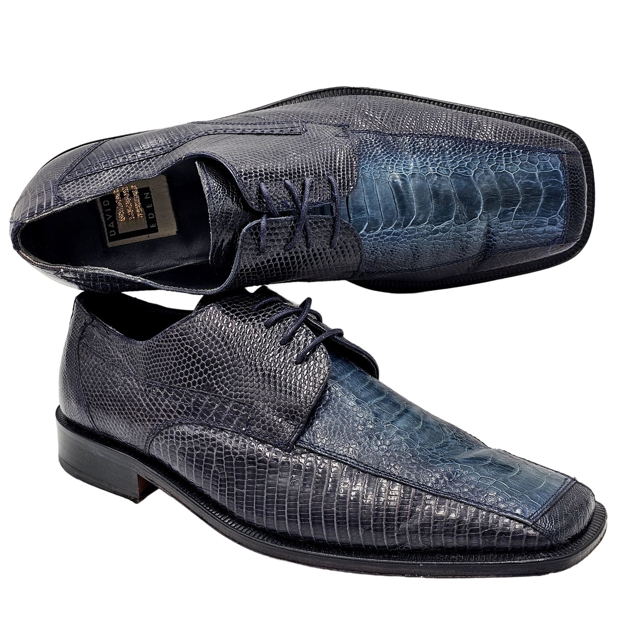 Vintage Blue Ostrich Exotic Dress Shoes Mens David Eden