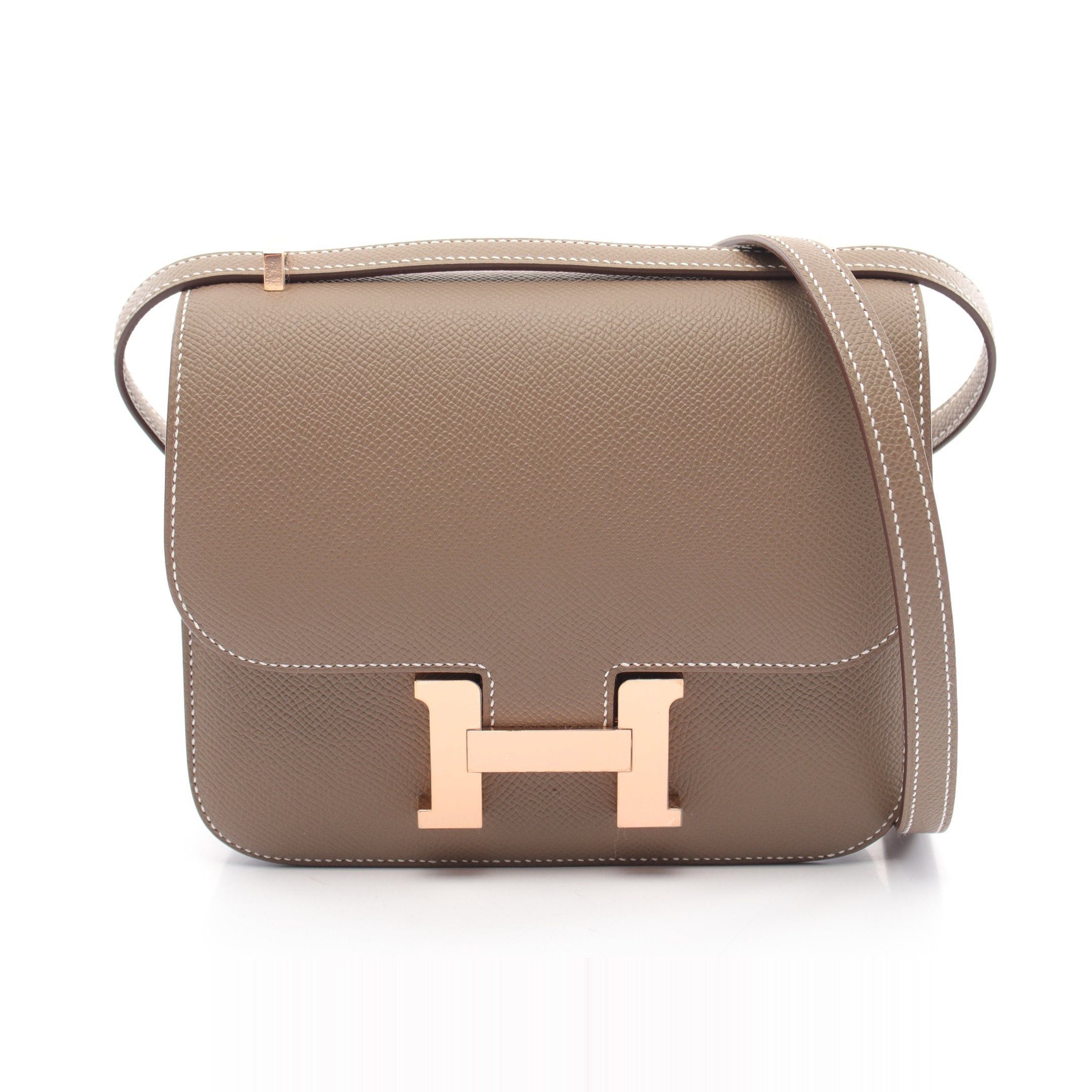 Hermes Hermes Constance 3 Mini Etoupe Shoulder Bag Veau Epsom Gray Brown Gold Hardware Double Engraved Size ONE SIZE - 1 Thumbnail