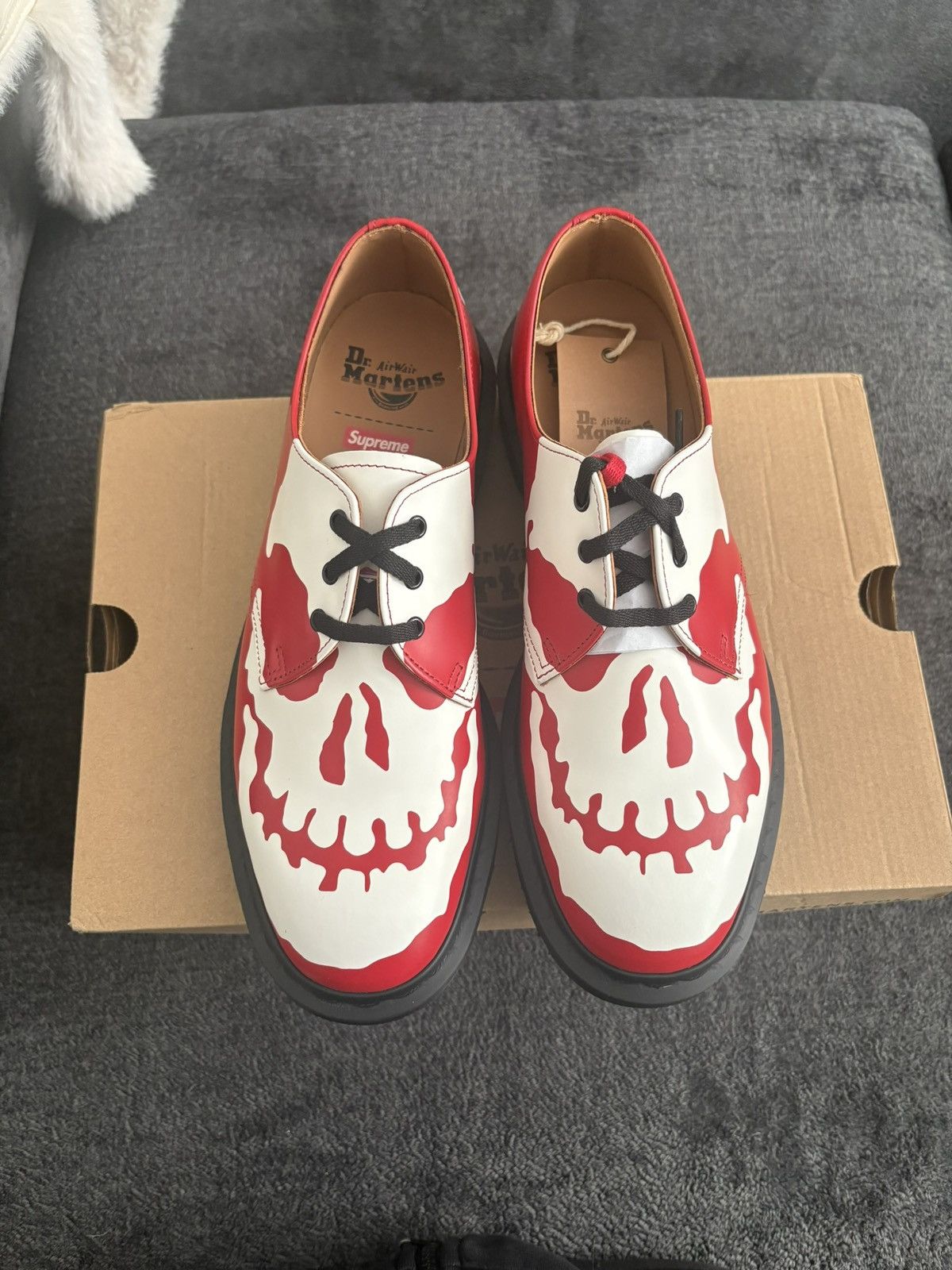 Dr. Martens × Supreme Supreme x Dr. Martens 1461 3-Eye Shoe 'Skull - Red White' Size US 8 / EU 41 - 5 Thumbnail