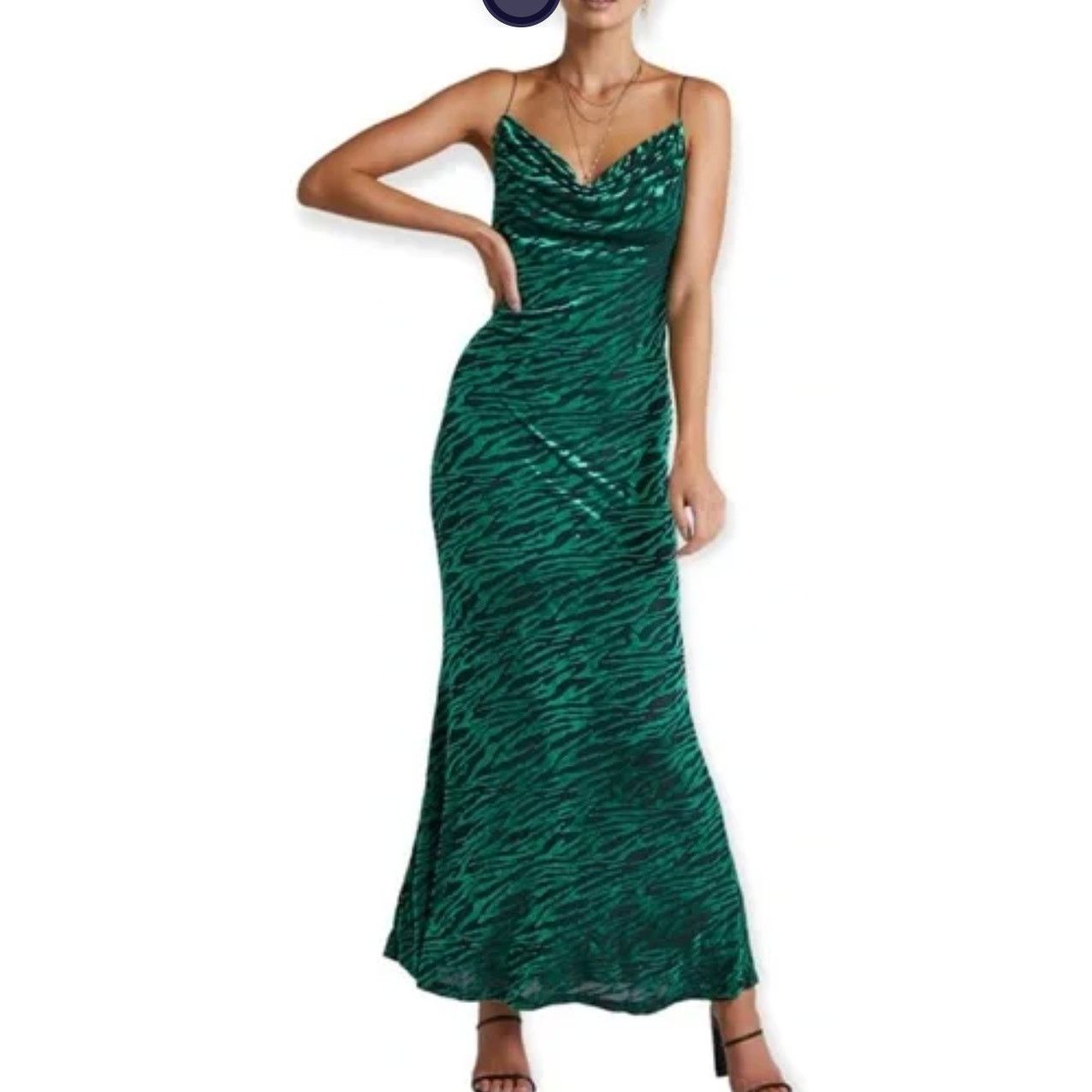 Runaway Lionell Green Zebra Stripe Backless Maxi Dress 8 NEW